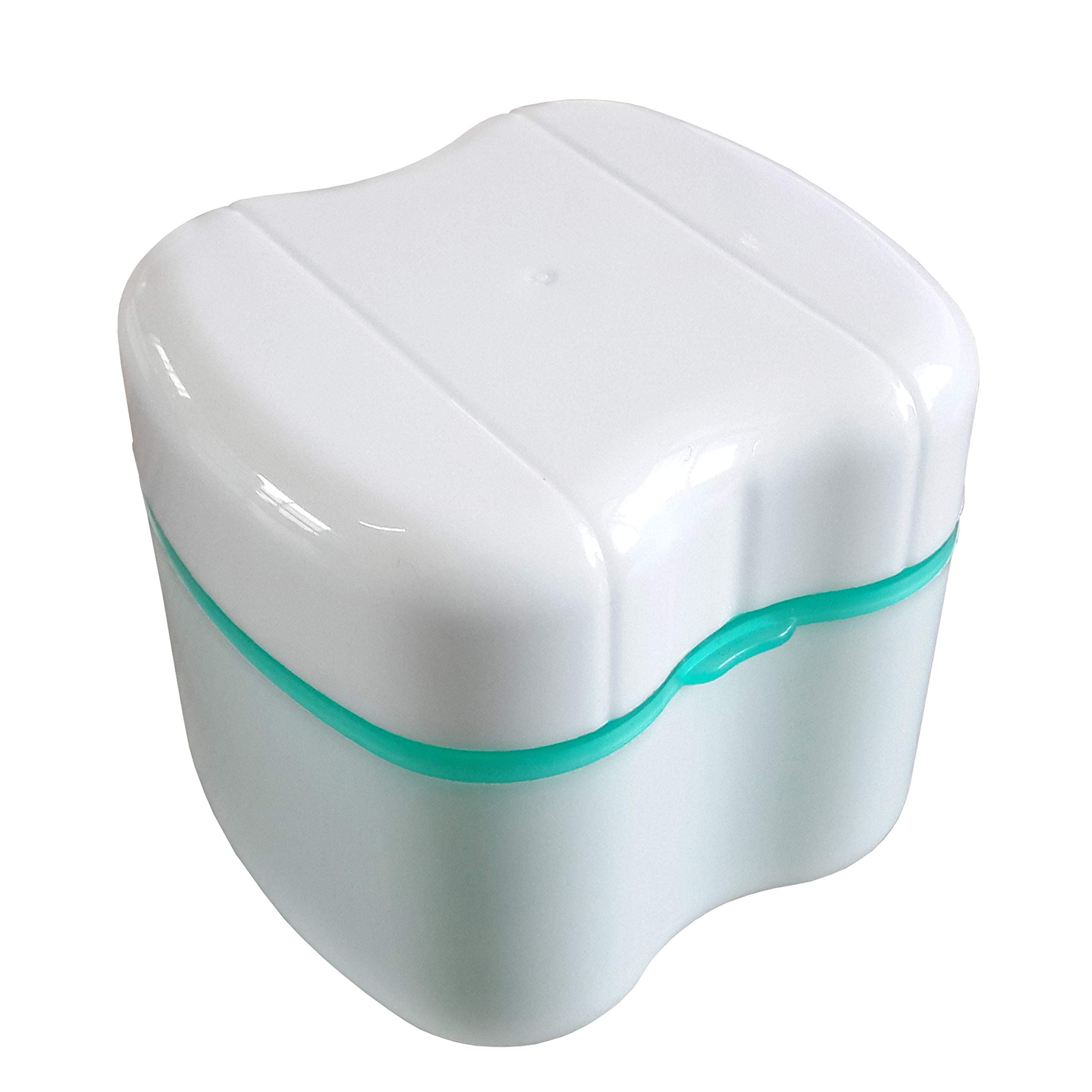 Caribbean Green Denture Box with Specially Designed Holder for Rinse Basket, Great for Dental Care, Easy to Open, Store and Retrieve (Caribbean Green)