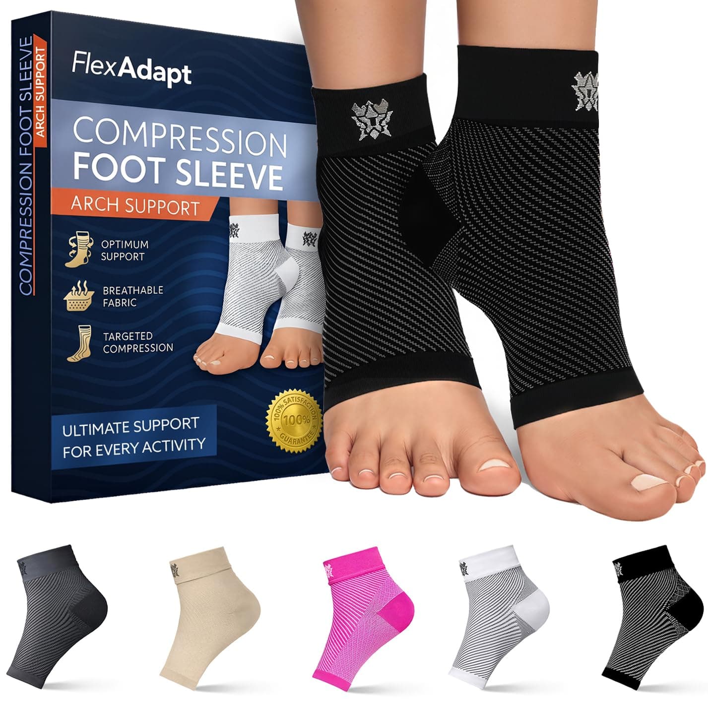 Black , Large : Bitly Plantar Fasciitis Socks (1 Pair) Premium Ankle Support foot Compression Socks (Large)