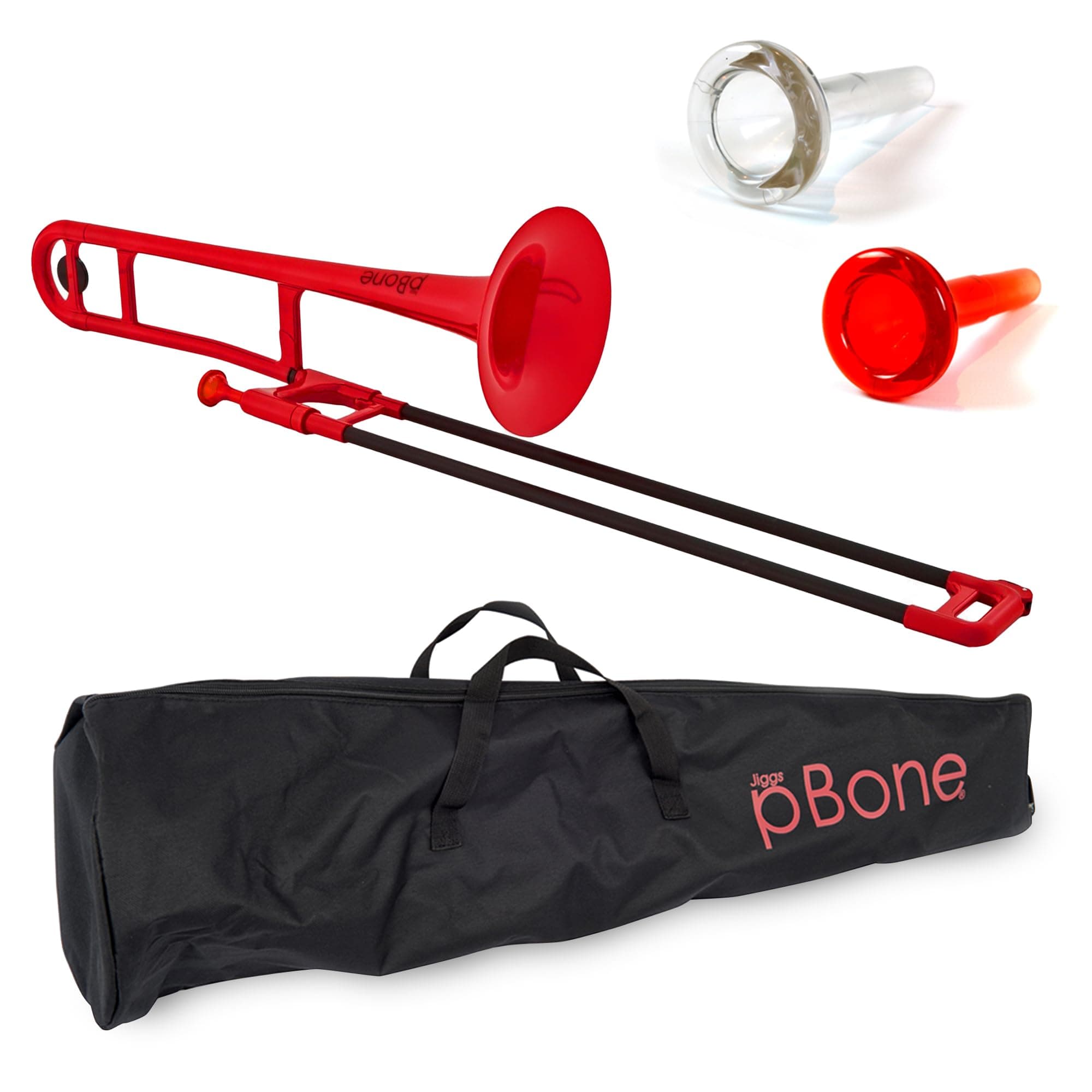 PBONEPBONE1R Plastic Trombone with Mouthpiece and Carry Bag - Bb Student Beginner - Red, 14.0 in*38.0 in*11.0 in