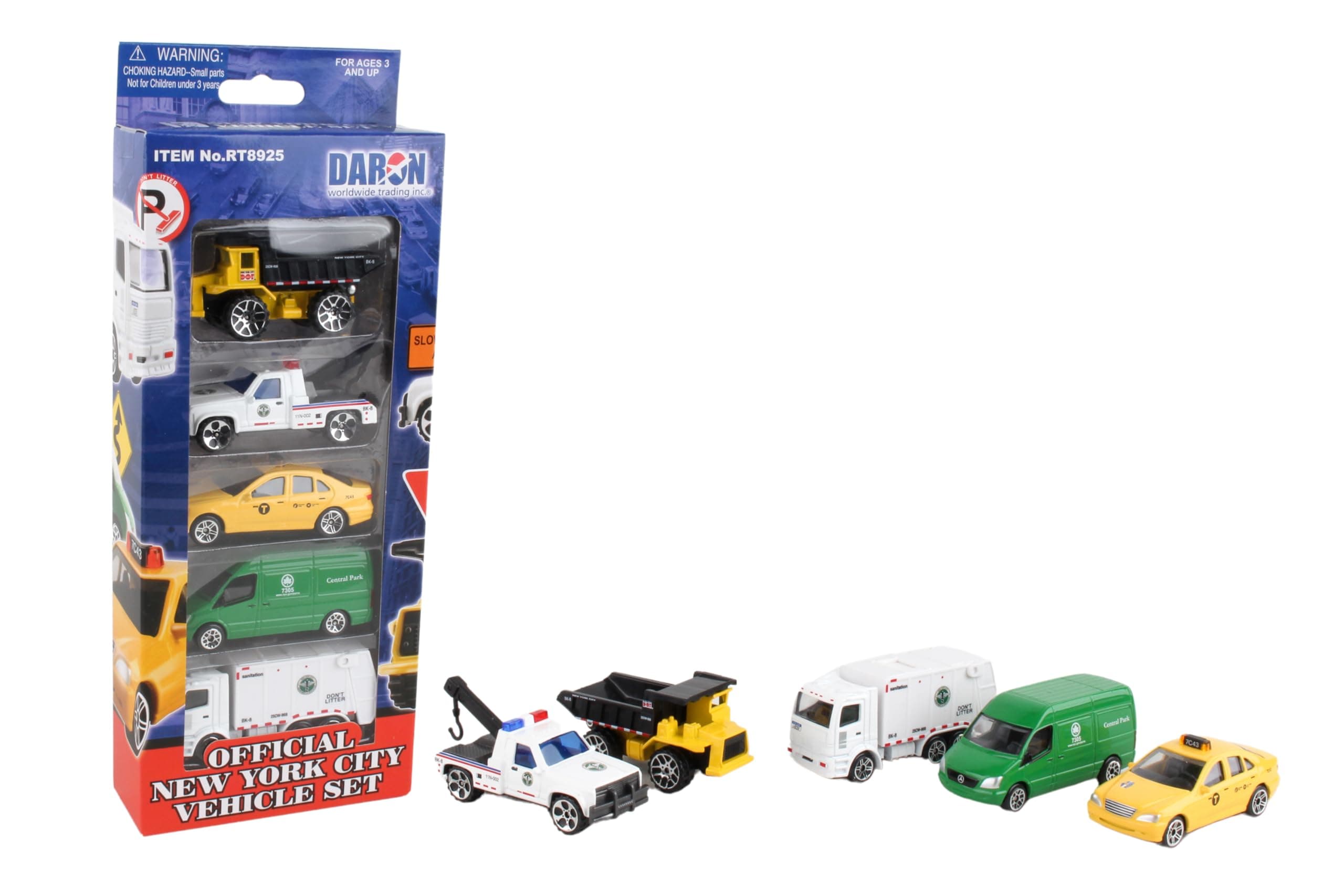 New York City Official Vehicle Set, 5-Piece Die Cast Metal Toy Vehicle Set, Ages 4+, Includes 5 Toy Vehicles
