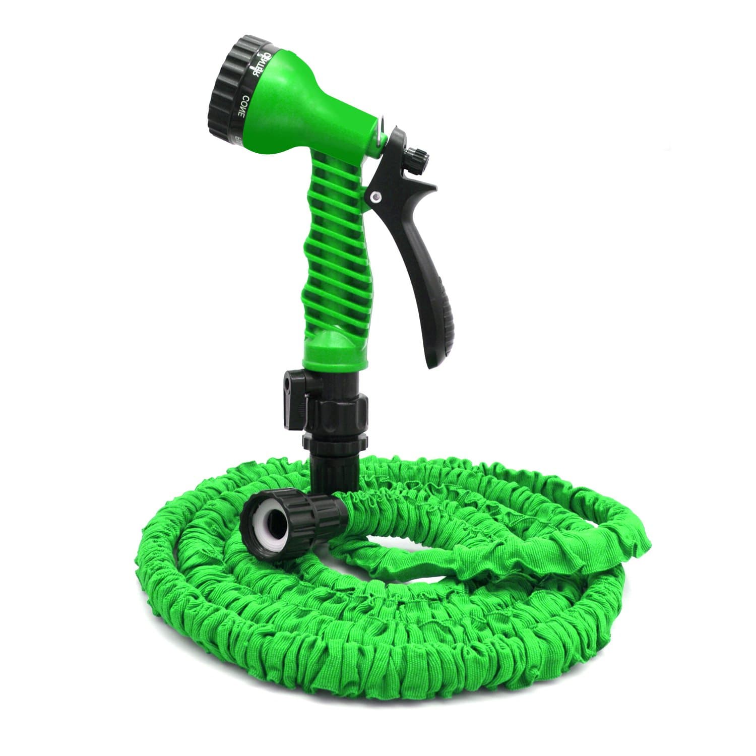 Garden Hose, Gedgetmann Expandable Lawn Water Hose with Free 7-way Spray Nozzle Flexible Hose (25 Ft, Green)