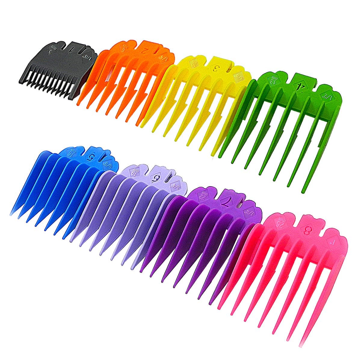 8 Sets 8 Color Guides Combs for Wahl Hair Clippers/Trimmers combs –8 Cutting Lengths from 1/8”to 1”(3-25mm)– to fits for all Wahl Clippers Ovtel
