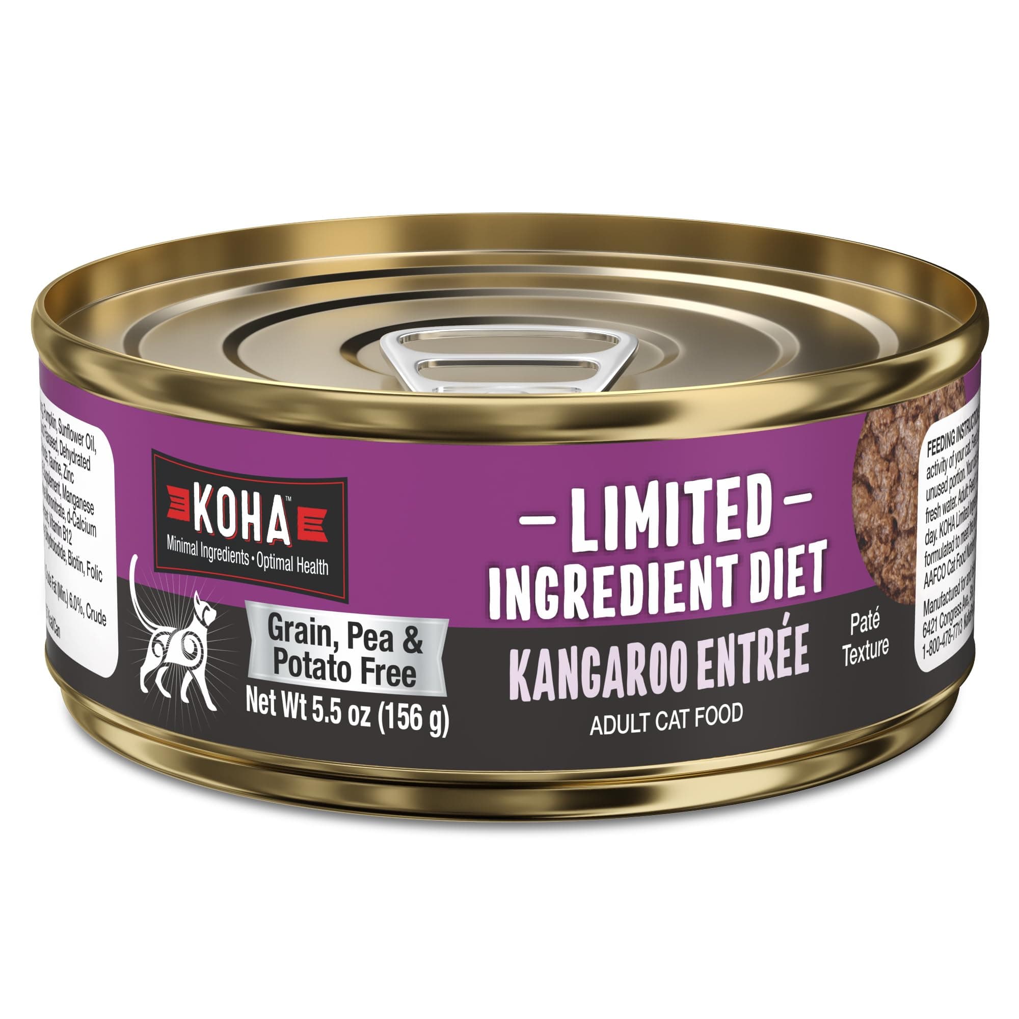 KOHA Limited Ingredient Diet Kangaroo Pate for Cats - Single Meat Cat Food for Sensitive Stomachs - Pate Kangaroo Cat Food with No Fillers, 5.5 oz - Trial Pack (3 Cans)