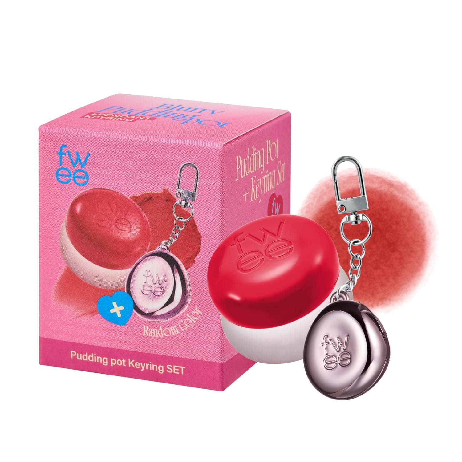 fwee Blurry Pudding Pot + Keychain SET | Airbrushed Blush & Lip, Buildable Pigment, Long-lasting, Lightweight, Easy to Blend, Natural Soft Matte Finish Makeup โ Ambitious (Warm Red) | 0.17 oz