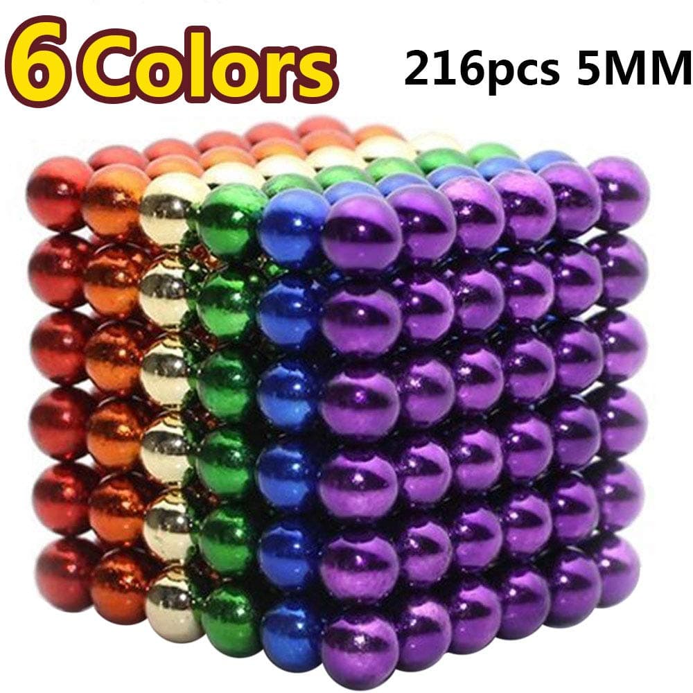 MYYAGEW 5MM Magnet Cubic Volume Wood Magnetic Toy Colorful can be Shaped Sculpture Toy for Adult Decompression Gifts, 216 Pieces
