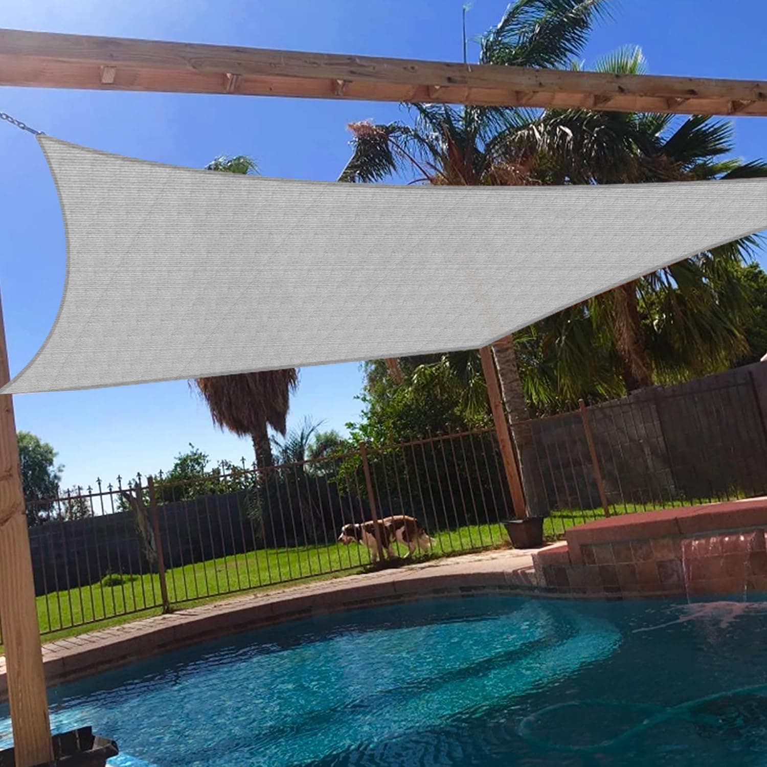 13' x 20' Sun Shade Sail Rectangle Outdoor Canopy Cover UV Block for Backyard Porch Pergola Deck Garden Patio (Gray)