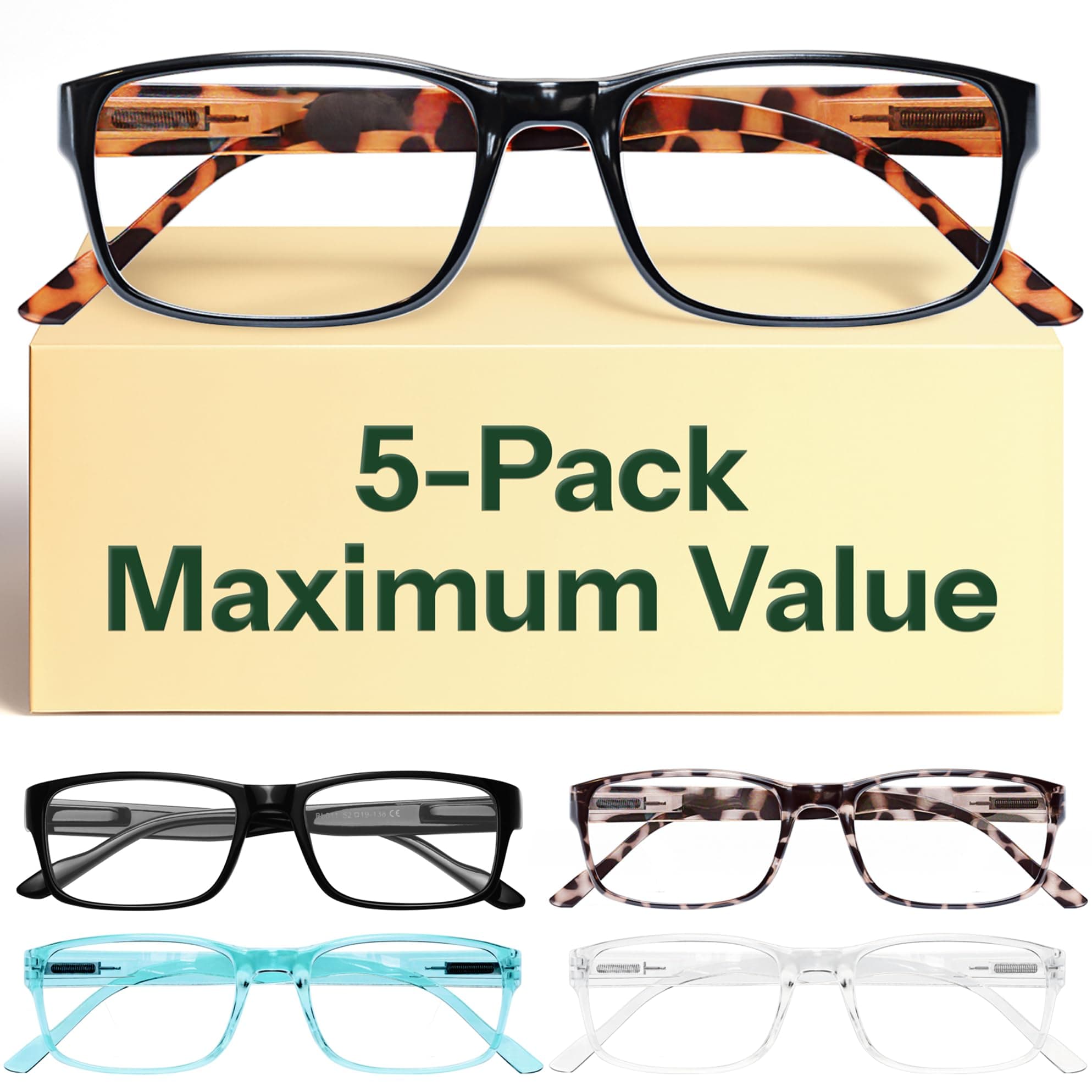 Gaoye Professional Reading Glasses for All Day - Computer Readers with Blue Light Protection - Value Pack