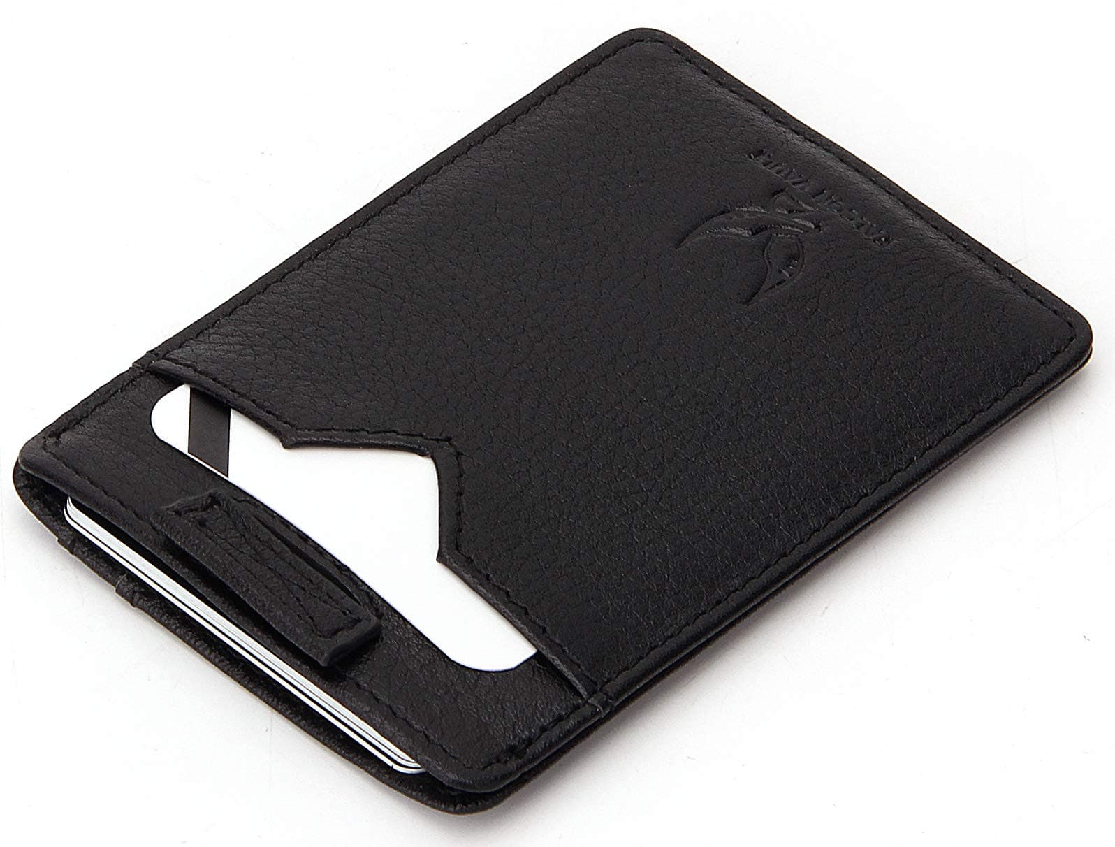 Merlin Slim Card Sleeve Wallet RFID Blocking Protection - Genuine Italian Leather - Slim Minimalist Card Holder with Retractable Function - Unique Design up to 10 Cards