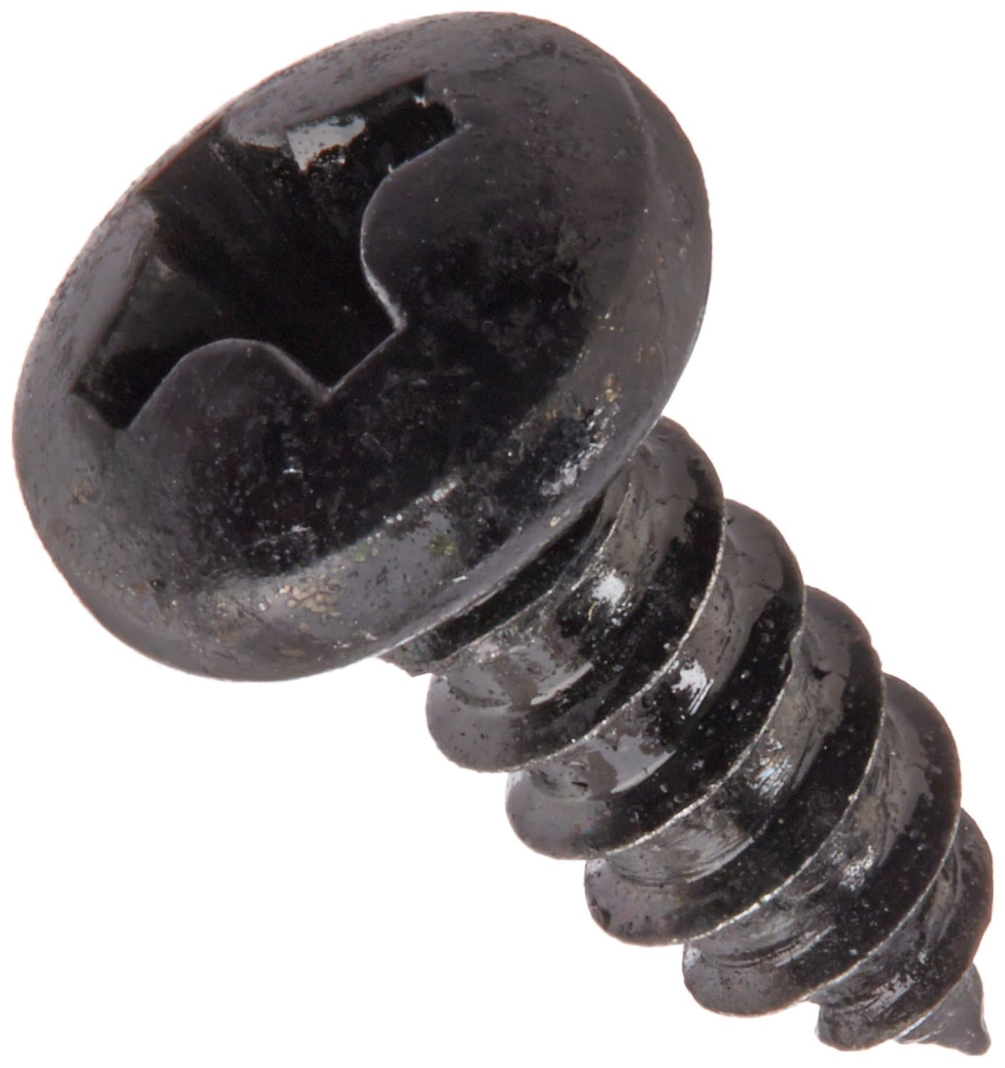 Small Parts-0606 Steel Sheet Metal Screw, Black Zinc Plated Finish, Pan Head, Phillips Drive, Type AB, #6-20 Thread Size, 3/8" Length (Pack of 100)