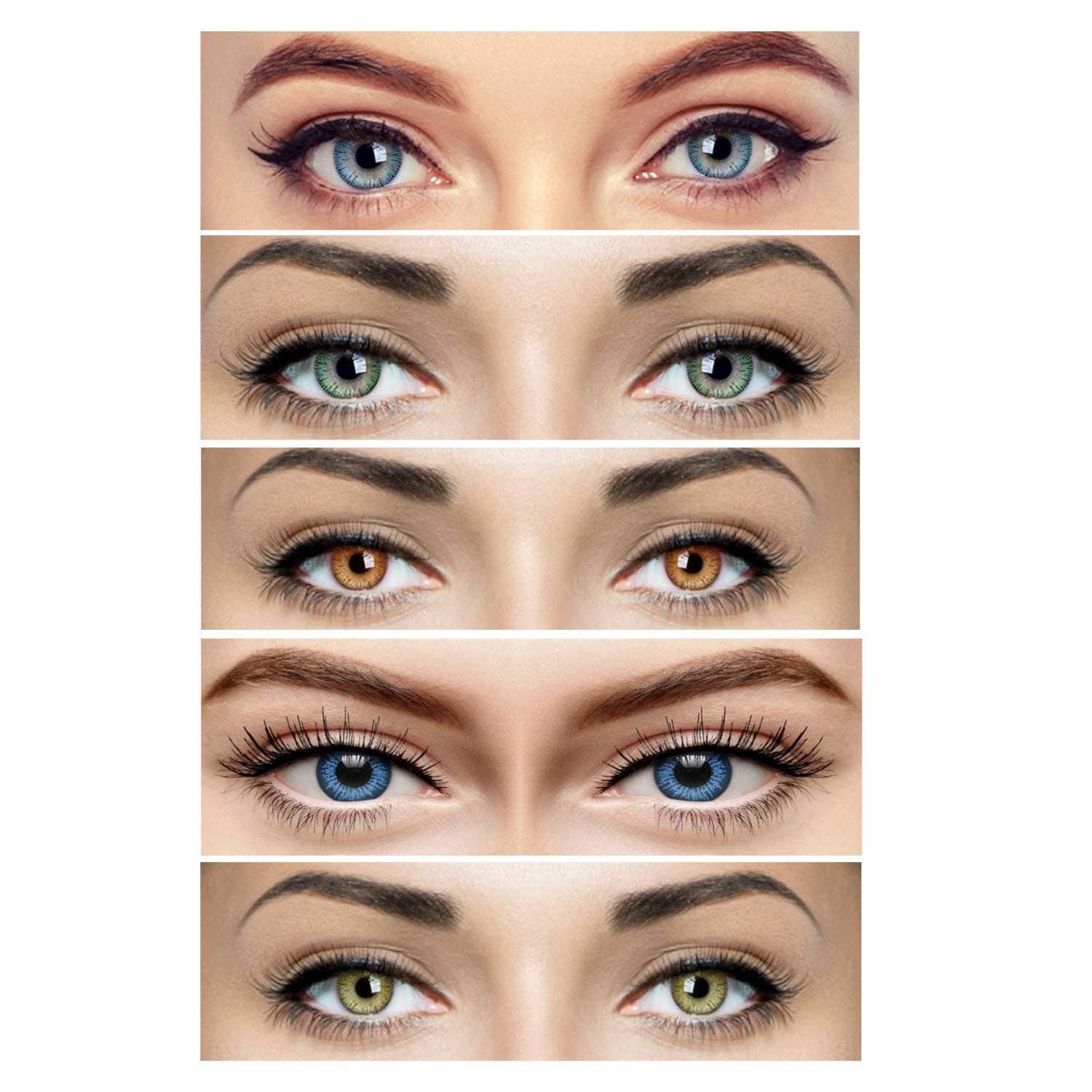 Soft Eye Combo Pack of 5 Pair Monthly Colored Contact Lens Zero Power with Lens Case (Aqua-Green-Hazel-Honey-Blue)