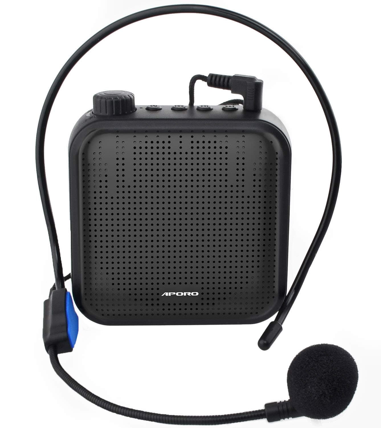 Voice Amplifier, 12W Rechargeable PA system (1200mAh) With Wired Microphone for Teachers, Tour Guide and more (black)