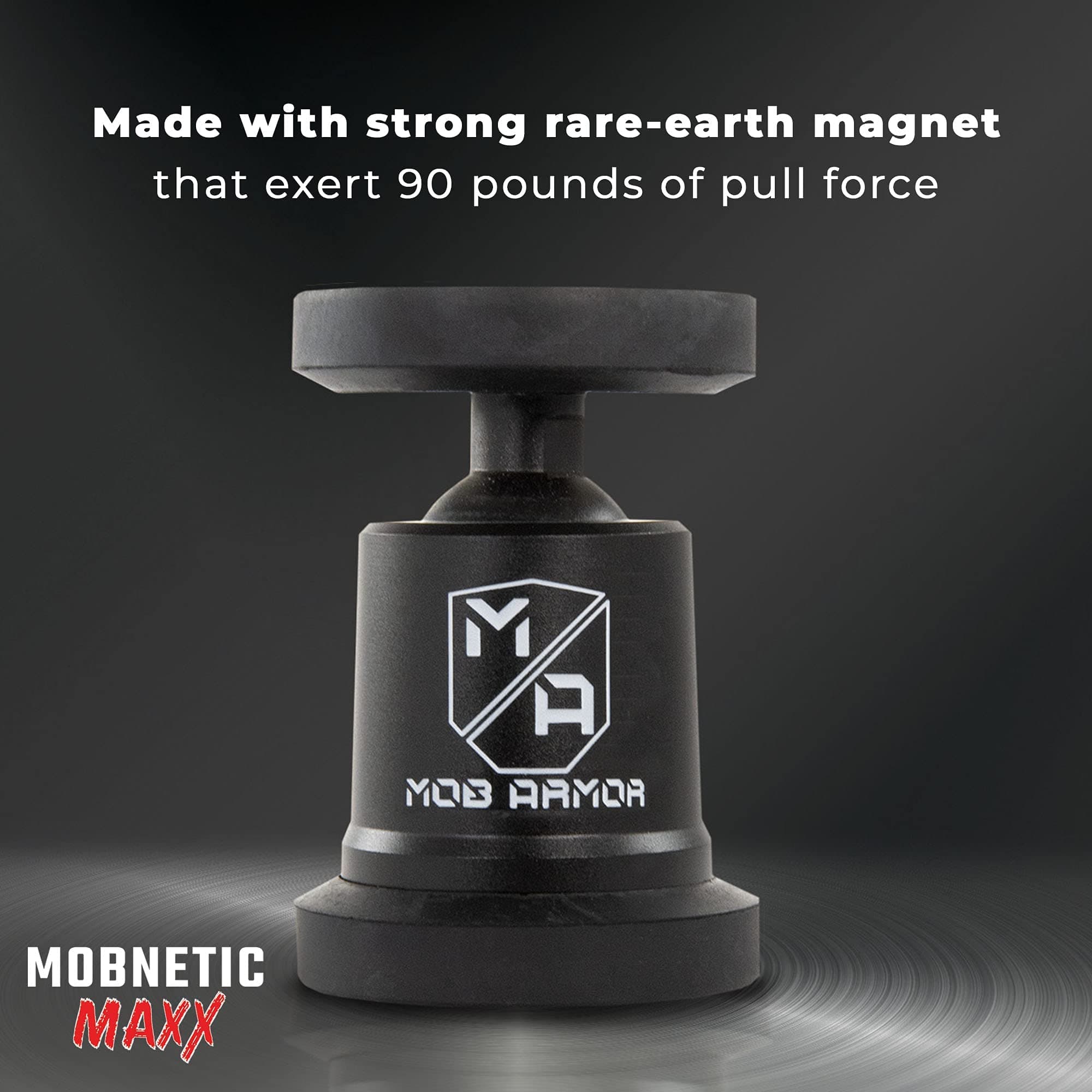 Mob Armor MobNetic Maxx - USA Assembled Magnetic Phone Holder for Car, Magnetic Car Phone Mount, 90-Degree Tilt, 360-Degree Rotation, Aluminum Metal, Compatible with iPhone & Android - Red