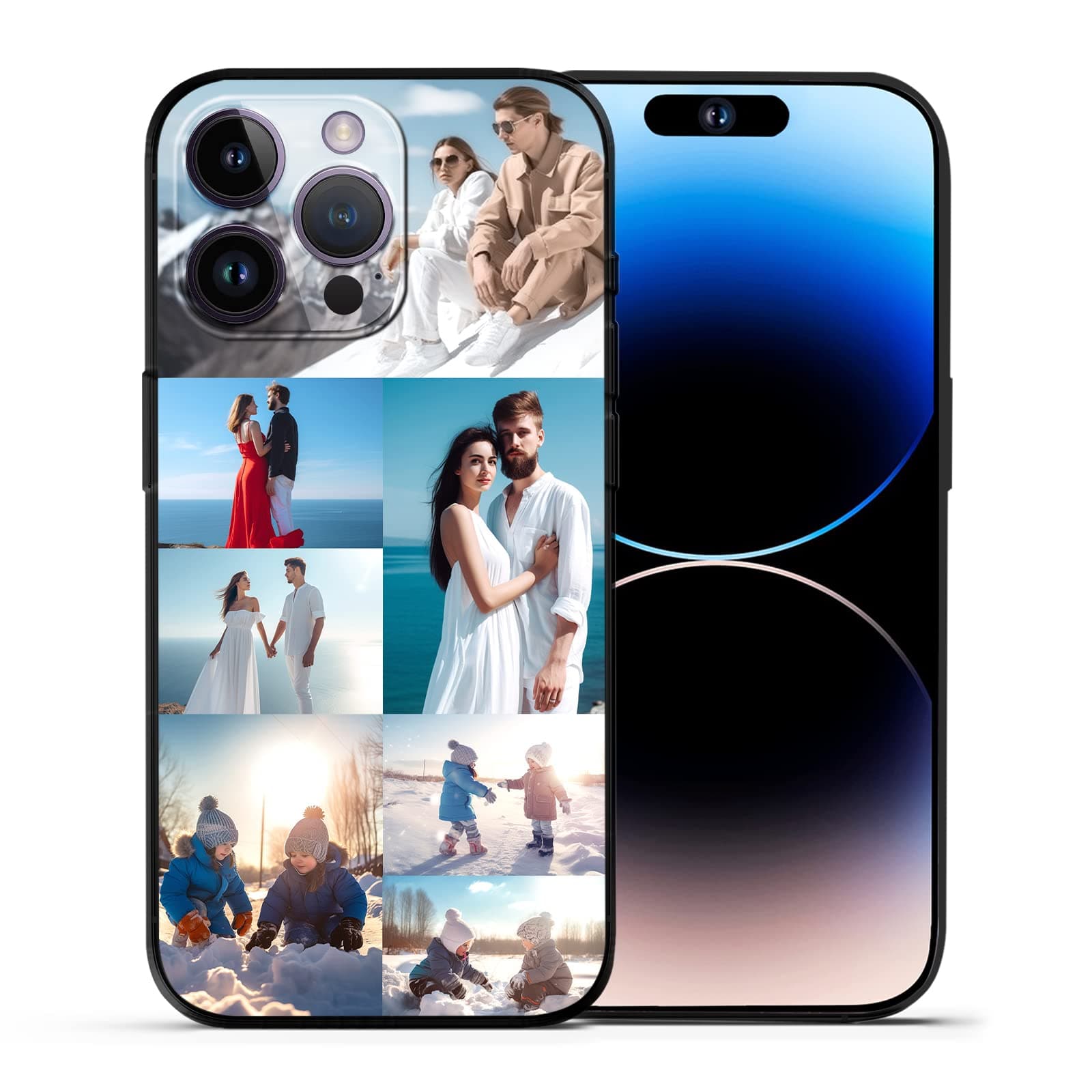 Custom Photo Phone Case for iPhone 17 16 15 14 13 12 11 Pro Max Mini Xr Xs,Made in USA,Custom Personalized Picture Phone Case,Black TPU Soft Case,Gift for Family Friends Couple(7 Photos)