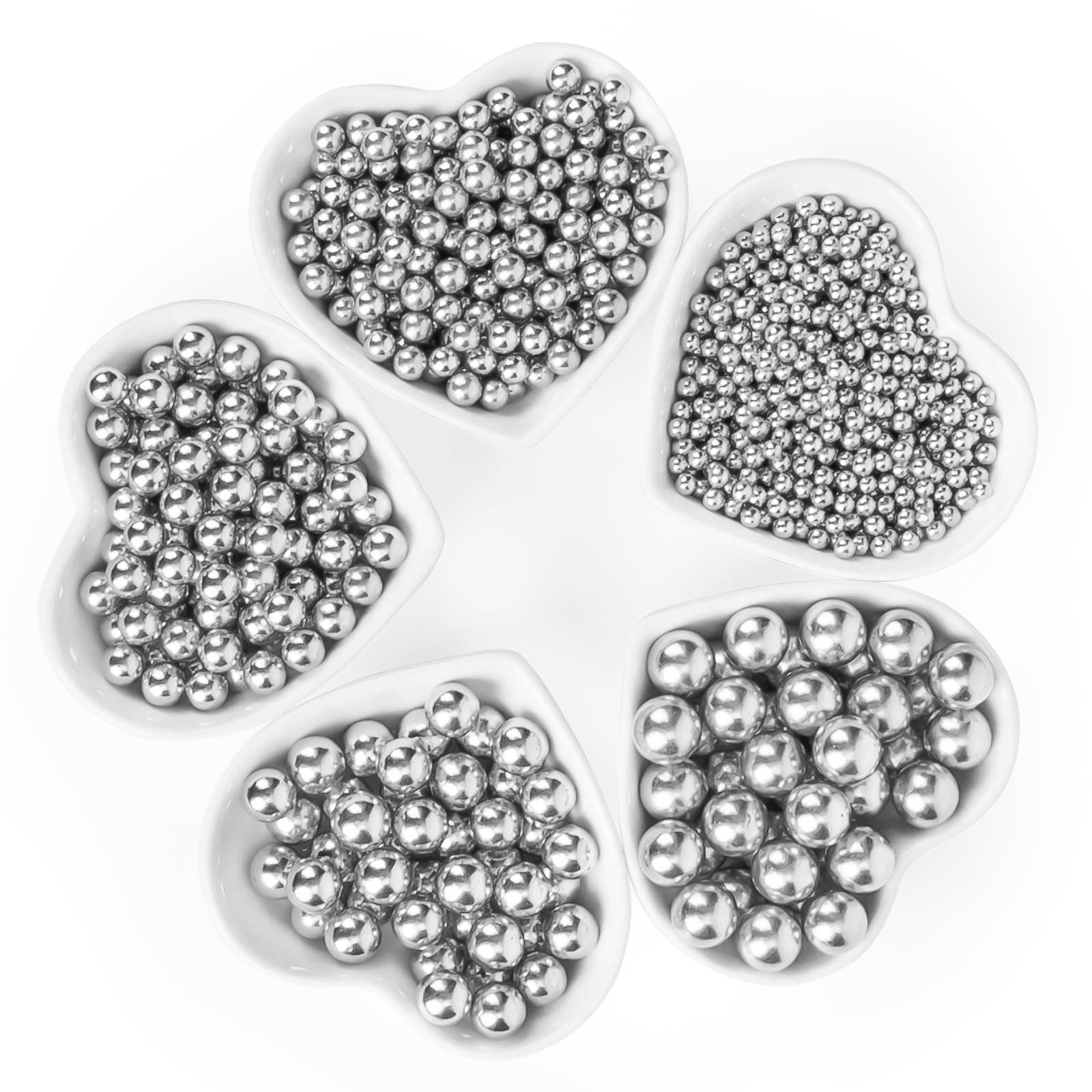 Silver Pearl Sprinkles,Edible Pearl Sugar Sprinkle for Cake Decorating,130g/4.58oz Mix Size,Festival Baking Edible Cake Decorations,Cupcake Toppers,Cookie Decorating Donuts Ice Cream Toppings,Wedding Birthday Party Valentine's Day Easter Supplies