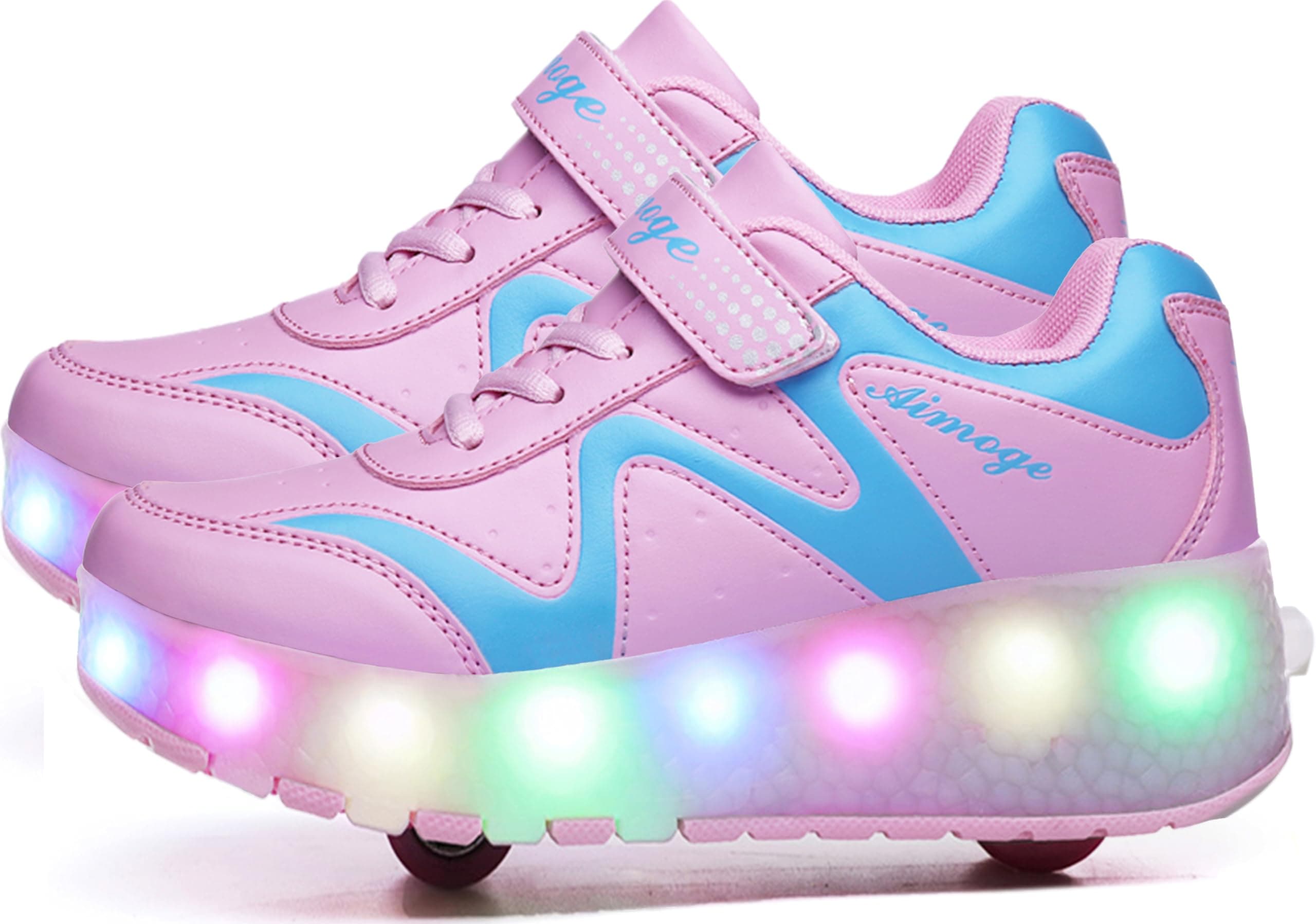 USB Chargable LED Light Up Roller Shoes Wheeled Skate Sneaker Shoes for Boys Girls Kids