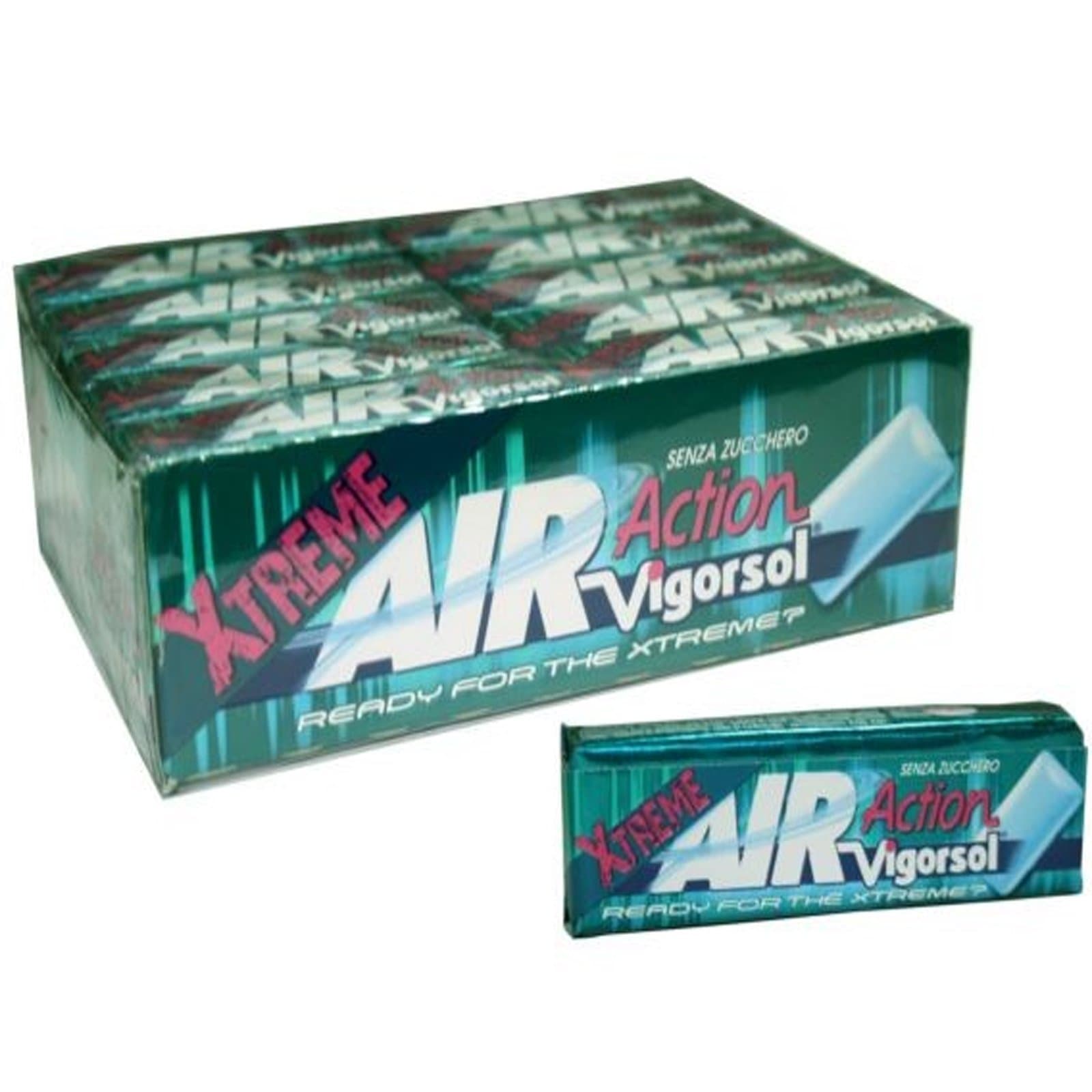 5 BL. MASTICARE RUBBERS VIGORSOL AIR ACTION XTREME STRONG MINT CHEWING GUM GREEN