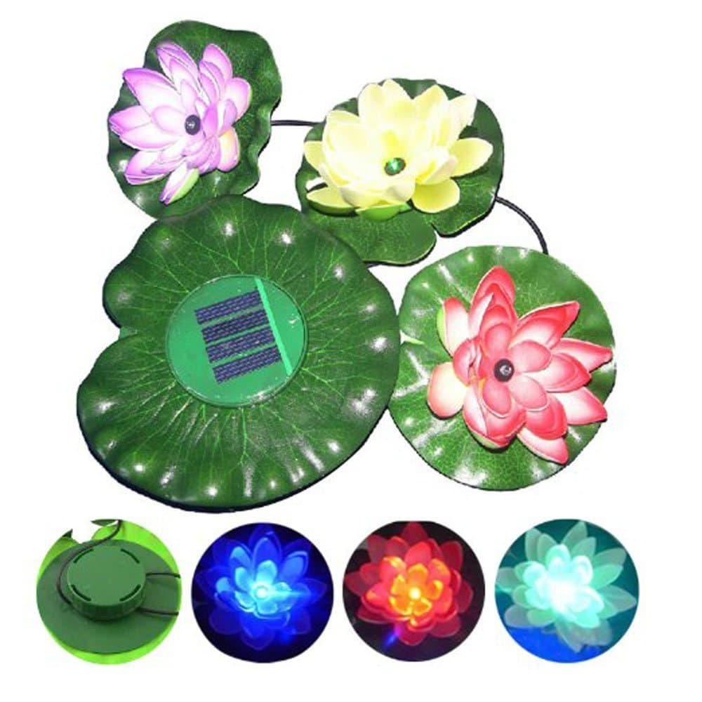 Solar 3 LEDs Lotus Flower Light, Solar Power Energy Floating LED Lotus Light Waterproof Flower Lamp for Garden Pond Fountain Pool Party Fancy Decor Ideal Novel Creative Gift