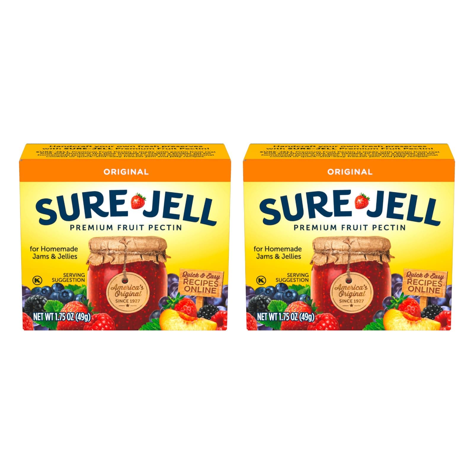 Sure Jell Premium Fruit Pectin For Homemade Jams And Jellies, 100% Natural, 1.75 Ounce (Pack of 2)