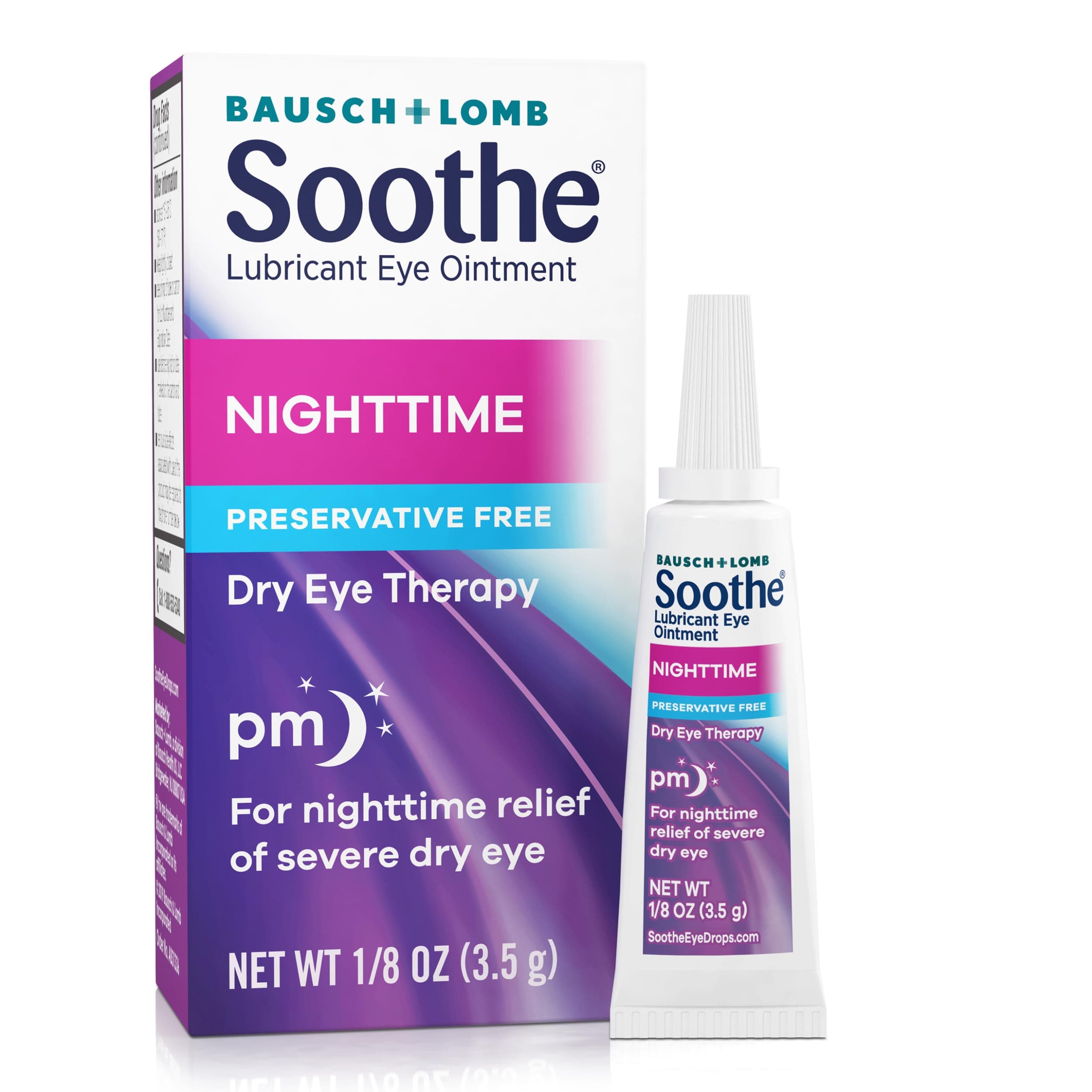 Preservative-Free Lubricant Eye Ointment, Nighttime Relief for Severe Dry & Irritated Eyes, Gentle for Sensitive Eyes, 0.12 Fl Oz