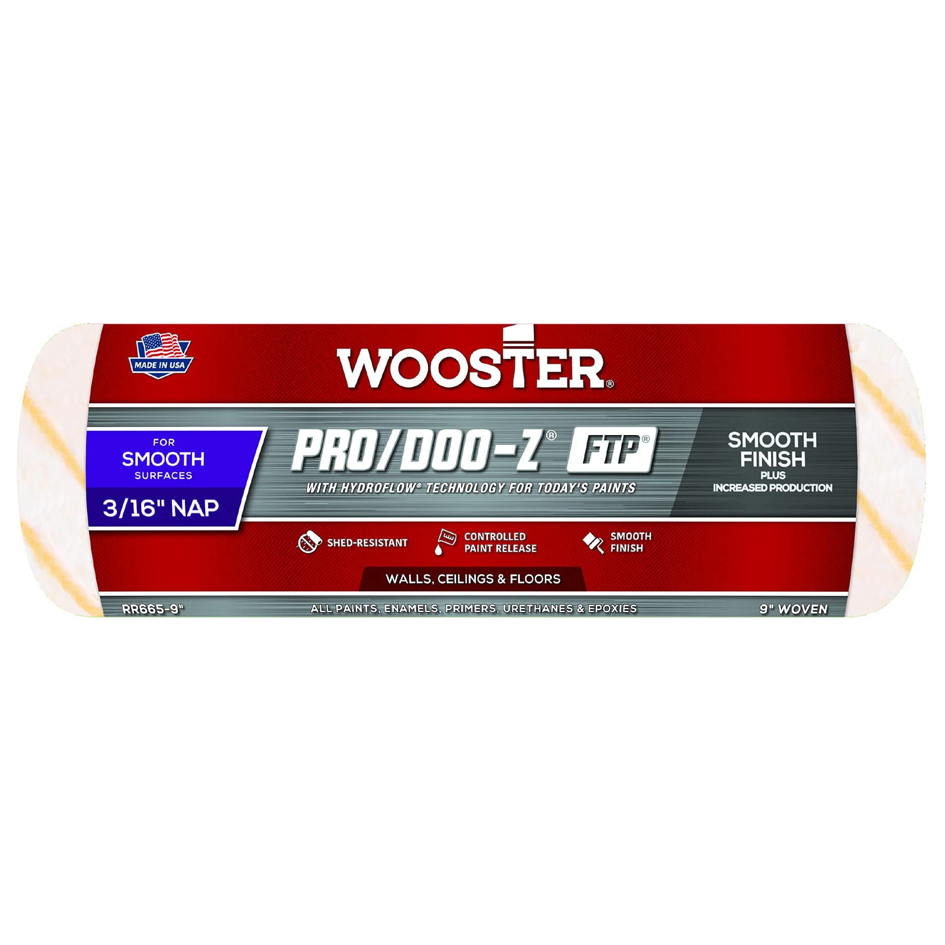 Wooster Brush RR665-9 Inch Pro Doo Z FTP Roller Cover, 3/16-Inch Nap