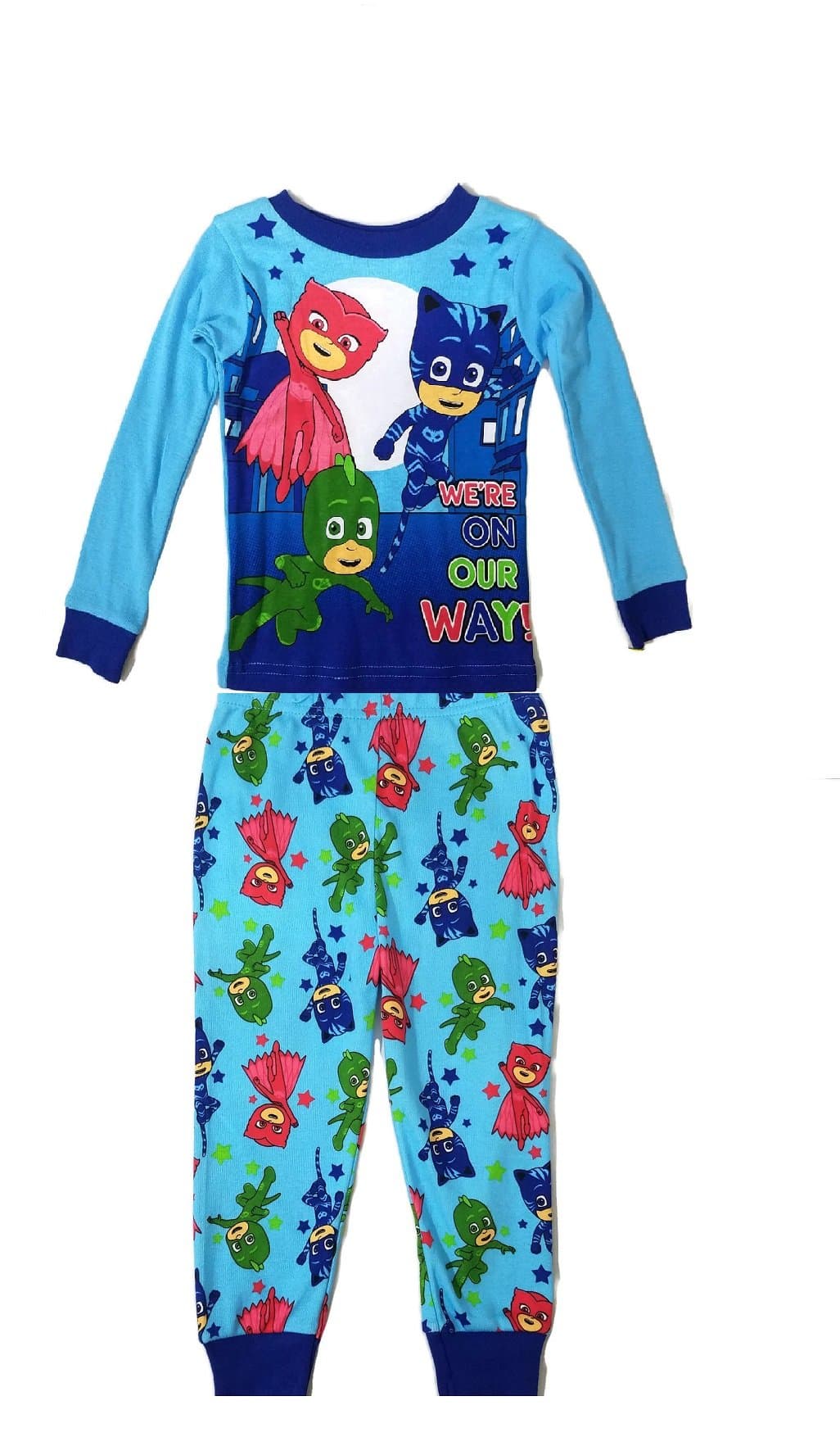 AME Sleepwear PJ Mask Boys Were On Our Way! Long Sleeve Cotton Pajamas Tight Fit (3T)