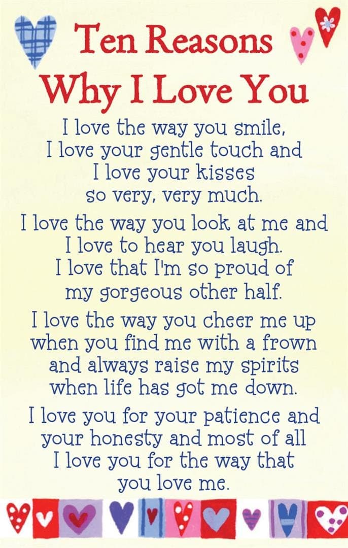 Ten Reasons Why I Love You Credit Card Style Keepsake with Signature Panel