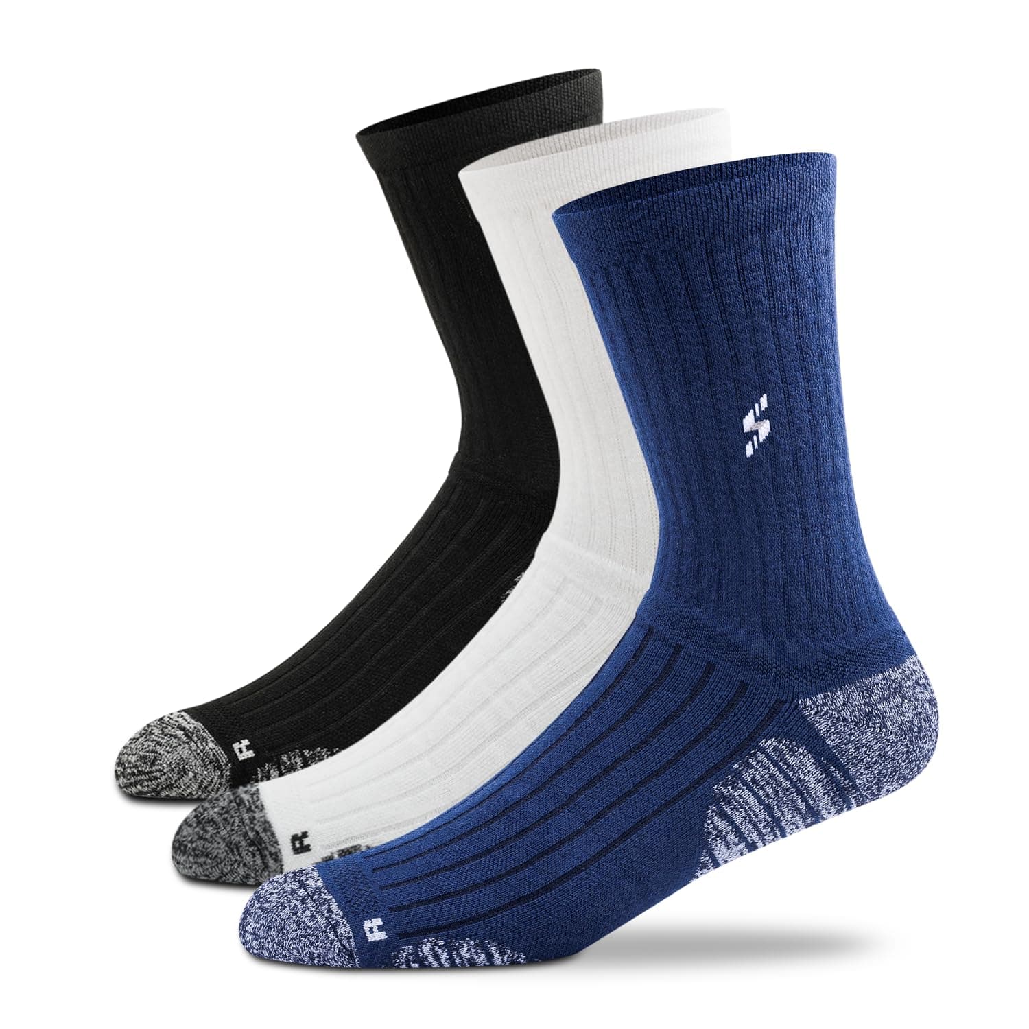 Calf Length Sports Socks For Men Combo, Made With Durable Breathable Cotton, Anti Odour, Anti Bacterial, Anti Sweat, Moisture Aborbant with Thick Cushioned Bottom (Multicolor, Pack of 3)