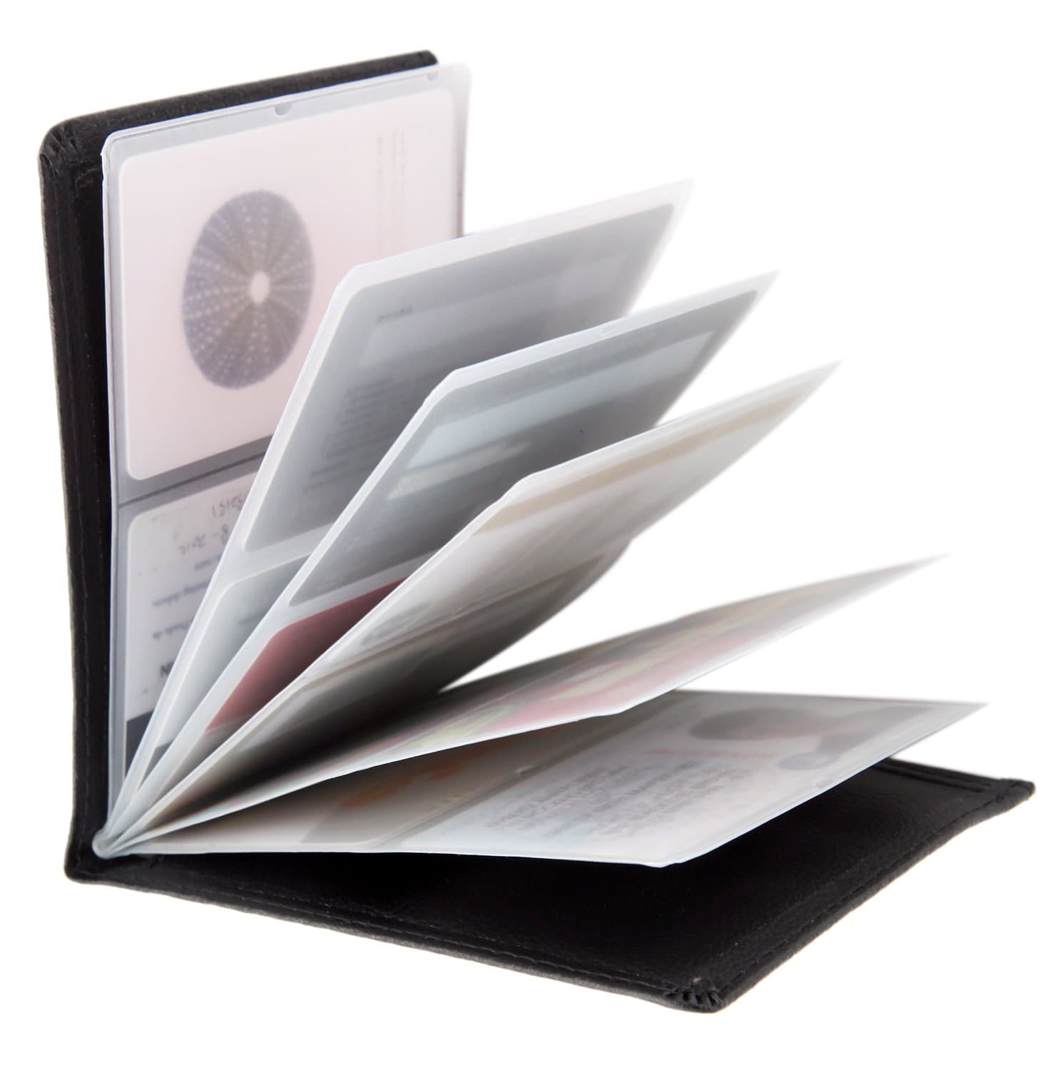 RFID Blocking Wallet - 6 Pages Leather Business Credit Card Holder Case/12 Credit Card Holder Slots Wallet Insert Card Sleeves - Black