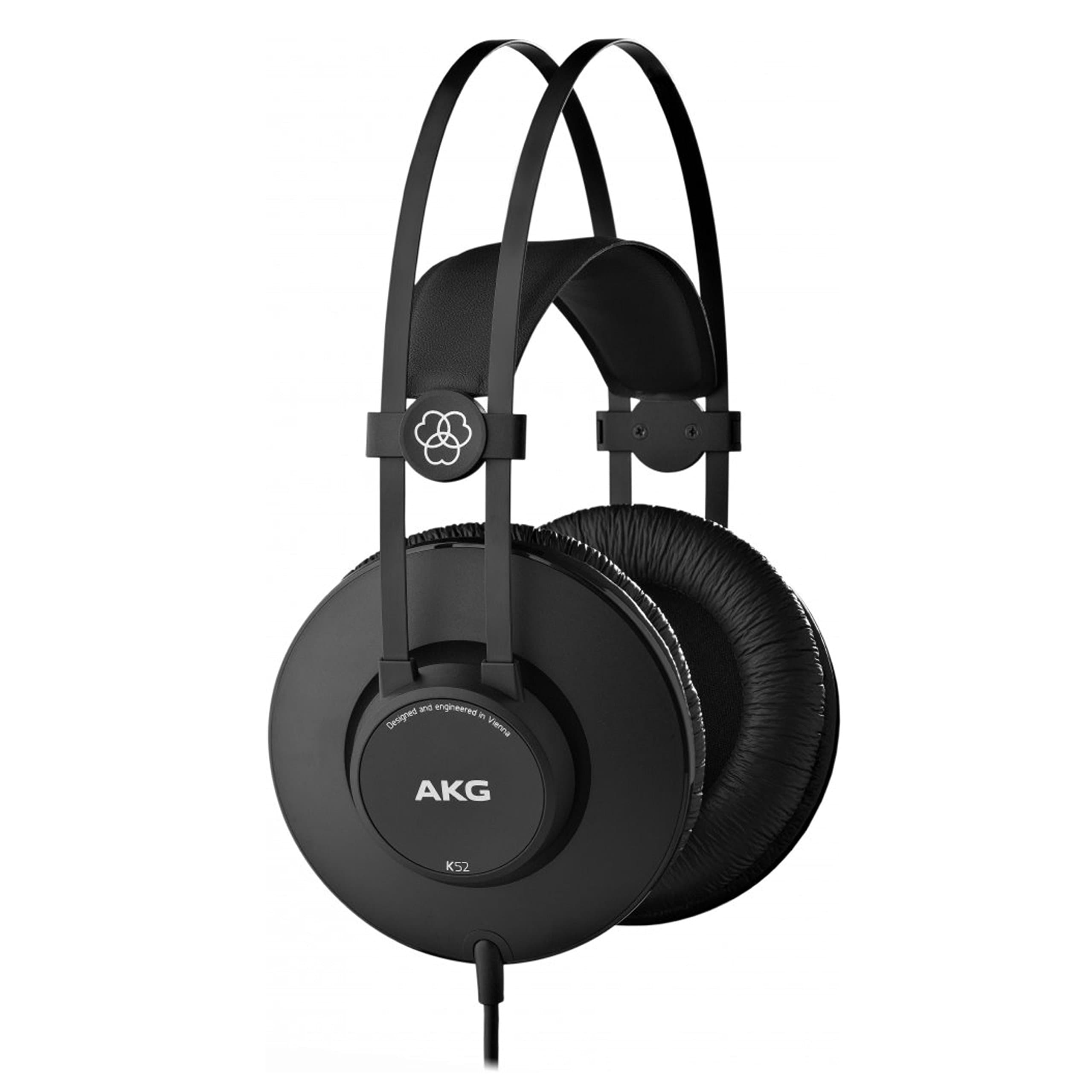 AKG K52 High Performance Closed-Back, Monitoring Studio Headphones, Wired, Lightweight Design, 3.5mm and 1/4" adapters, 3m Cable, Black