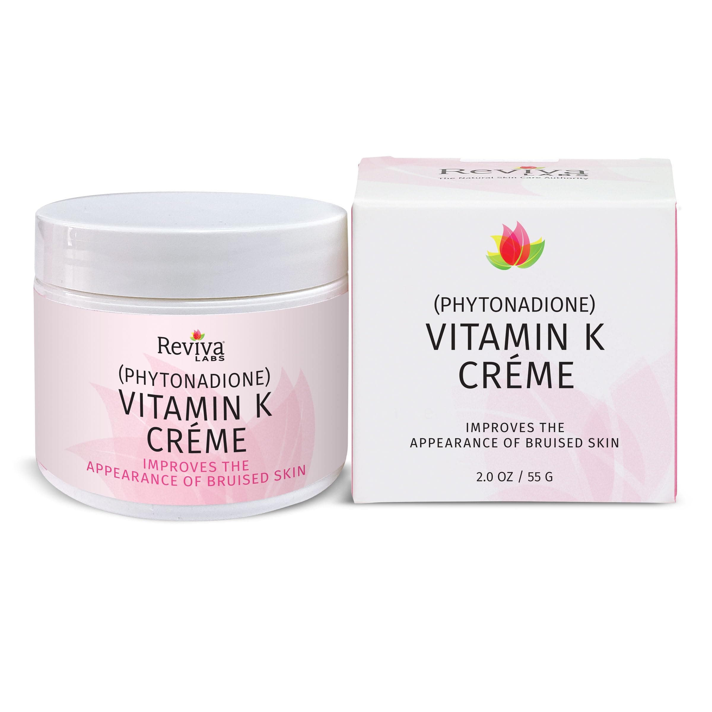 Reviva Labs Vitamin K Crème for Bruising, Under-Eye Dark Circles, and Wrinkles with Soybean Oil and Natural Fruit Extracts - 2 Oz, for Skin and Face