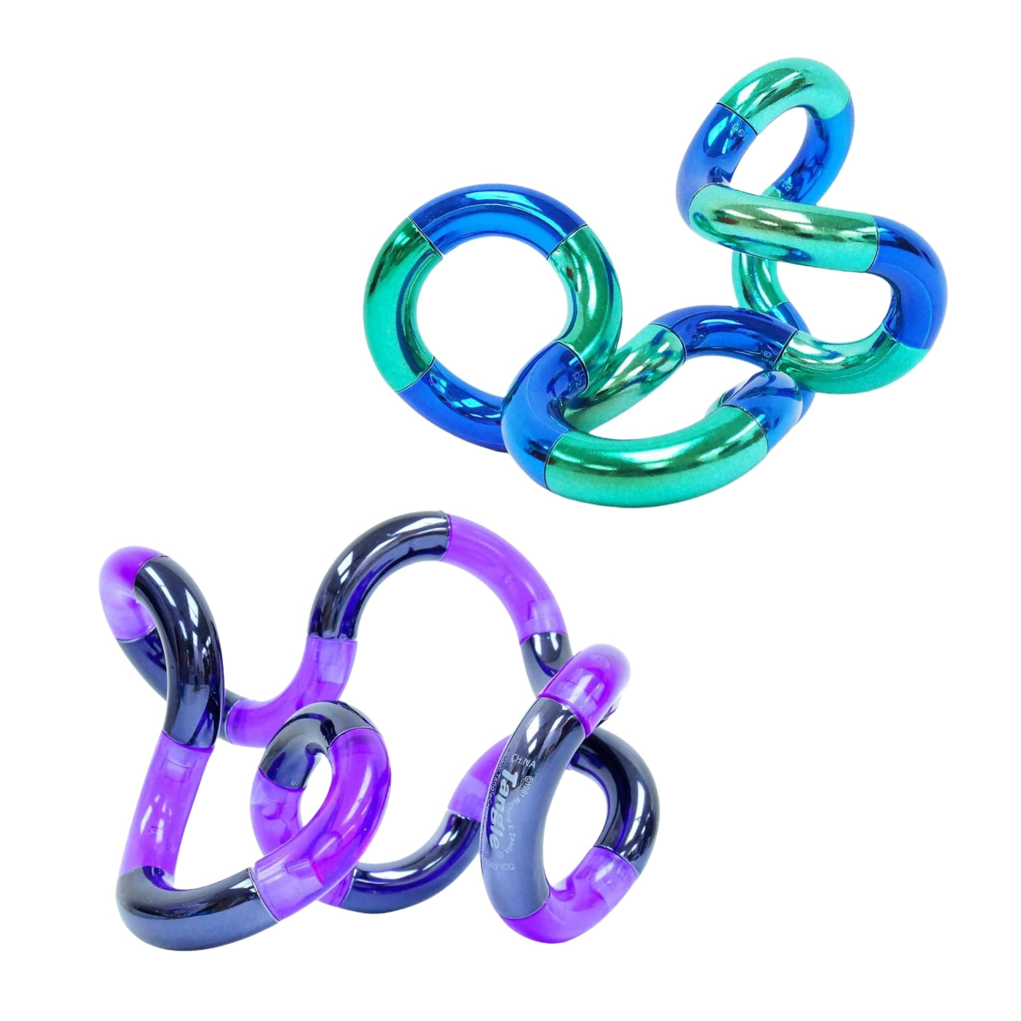 Tangle Palm Metallic 2-Pack Aqua Blue and Plum Purple - Big Tangle for Hands - Desk Toy for Adults Boys Girls