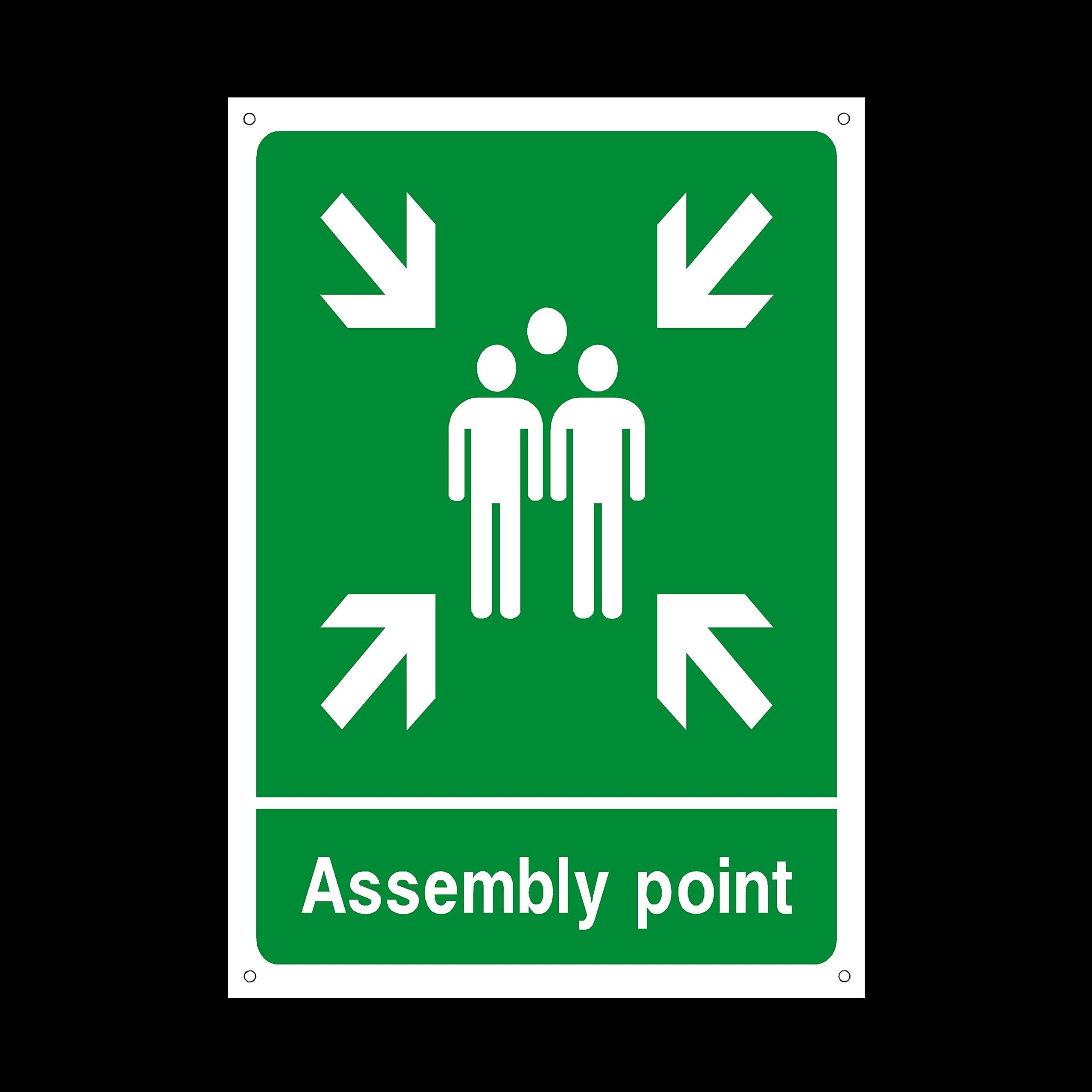 Fire Assembly Muster Point Plastic Sign with 4 Pre-Drilled Holes - Fire/Emergency/Exit/Alarm/Push/Extinguisher/Assembly (EE58)