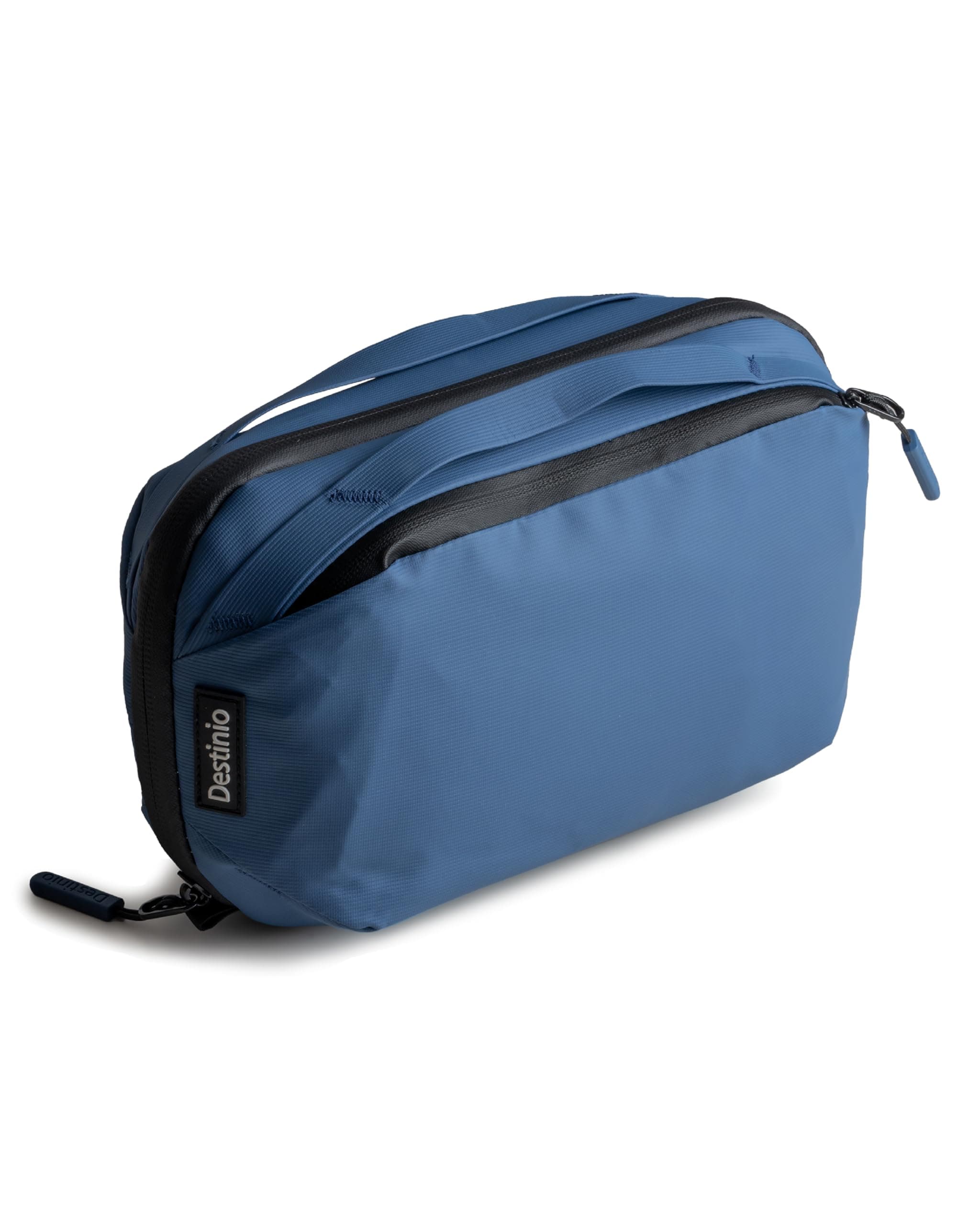 Destinio Travel Toiletry Bag for Man and Women-Waterproof, Premium Hanging Toiletries Shaving Kit, Cosmetics Organizer Pouch for Makeup, Grooming Multi Utility Compartments for Accessories (Dark Blue)