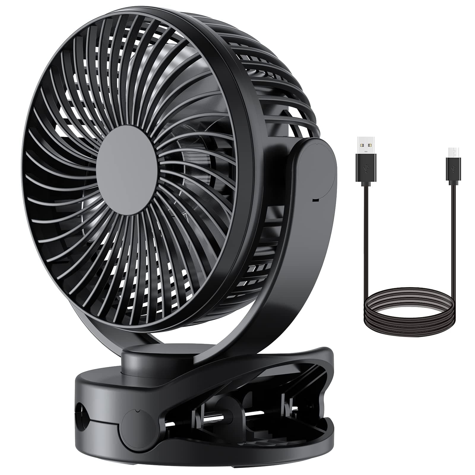 Laluztop Desk Fan mini USB Fan Table Cooling timer Fan 4400mAh Battery Powered Fan 4 Speeds with 3mode Timer Super Quiet 720 Degree Rotated Perfect Small Personal Fan for Table & Outdoor
