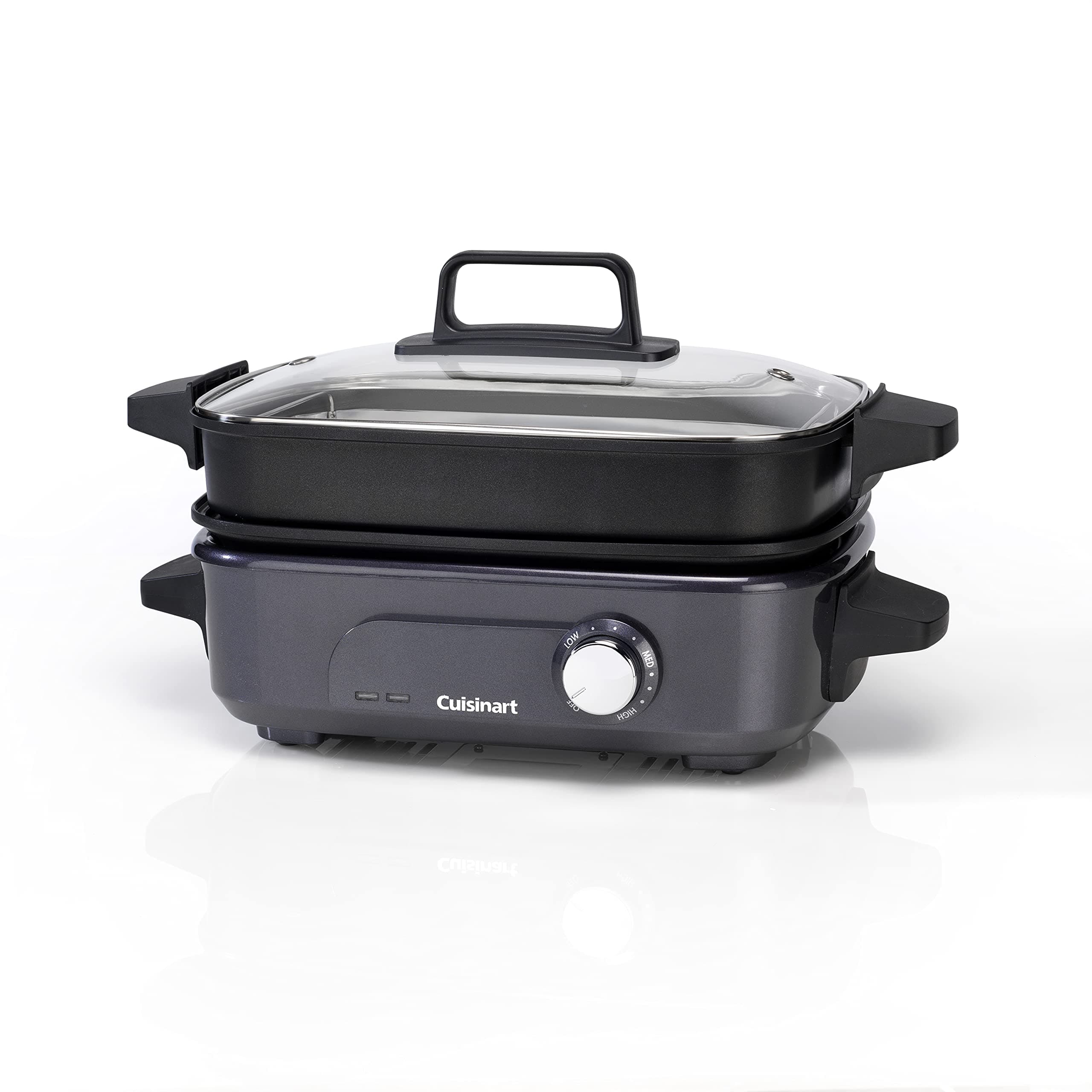 Cuisinart Cook In 5 in 1 Multi Cooker, Grill, Sear, Steam, Simmer and Slow Cooker, Non-Stick, Interchangeable plates and pans, Stackable, easy storing, Energy efficient, Midnight Grey