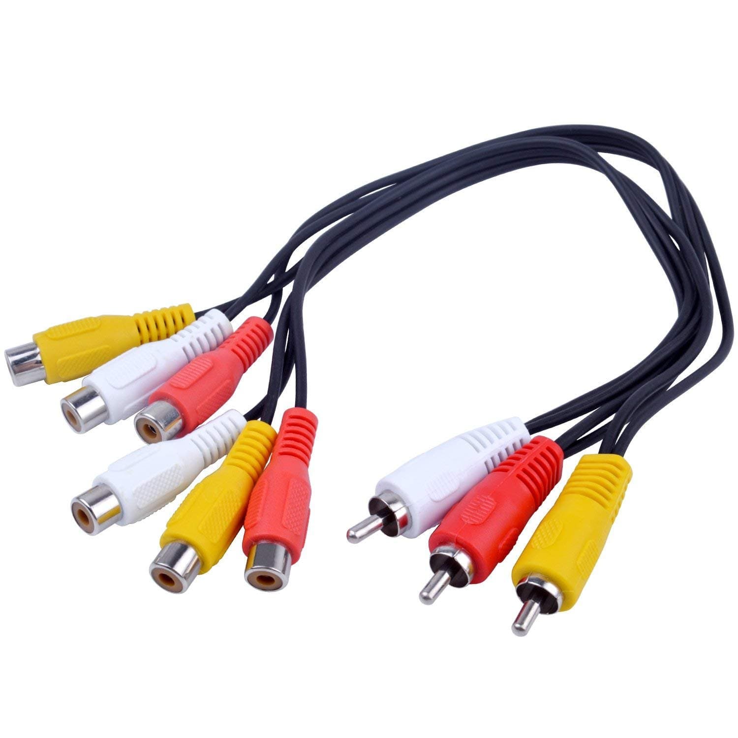 BronaGrand BronaGrand 3 RCA Male Jack to 6 RCA Female Plug Splitter Audio Video Av Adapter Cable 12inch