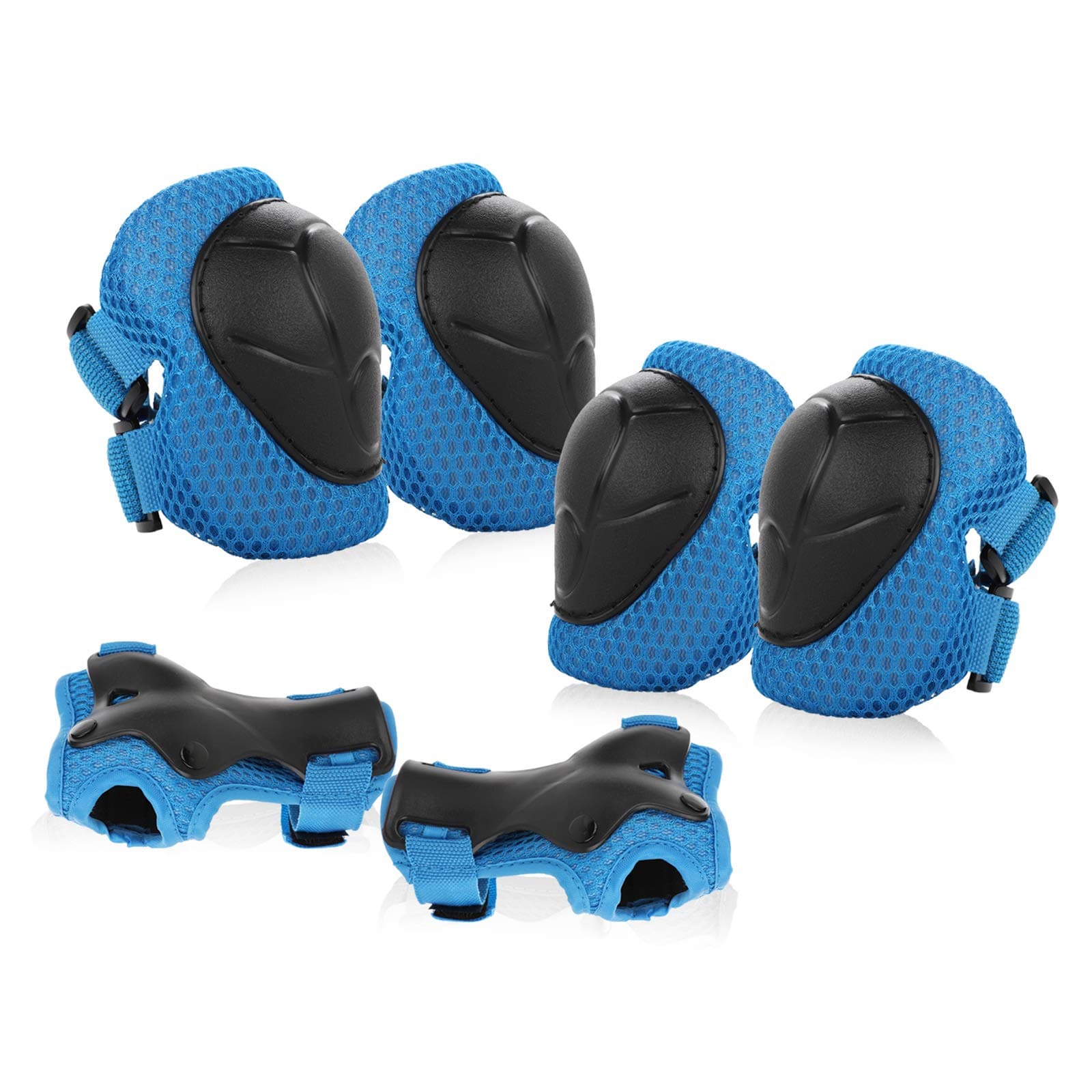 Kids Skate Pads 6pcs Adjustable Kids Knee Pads Elbow Pads Wrist Pads Protective Gear Set for Cycling Roller Skating Scooter
