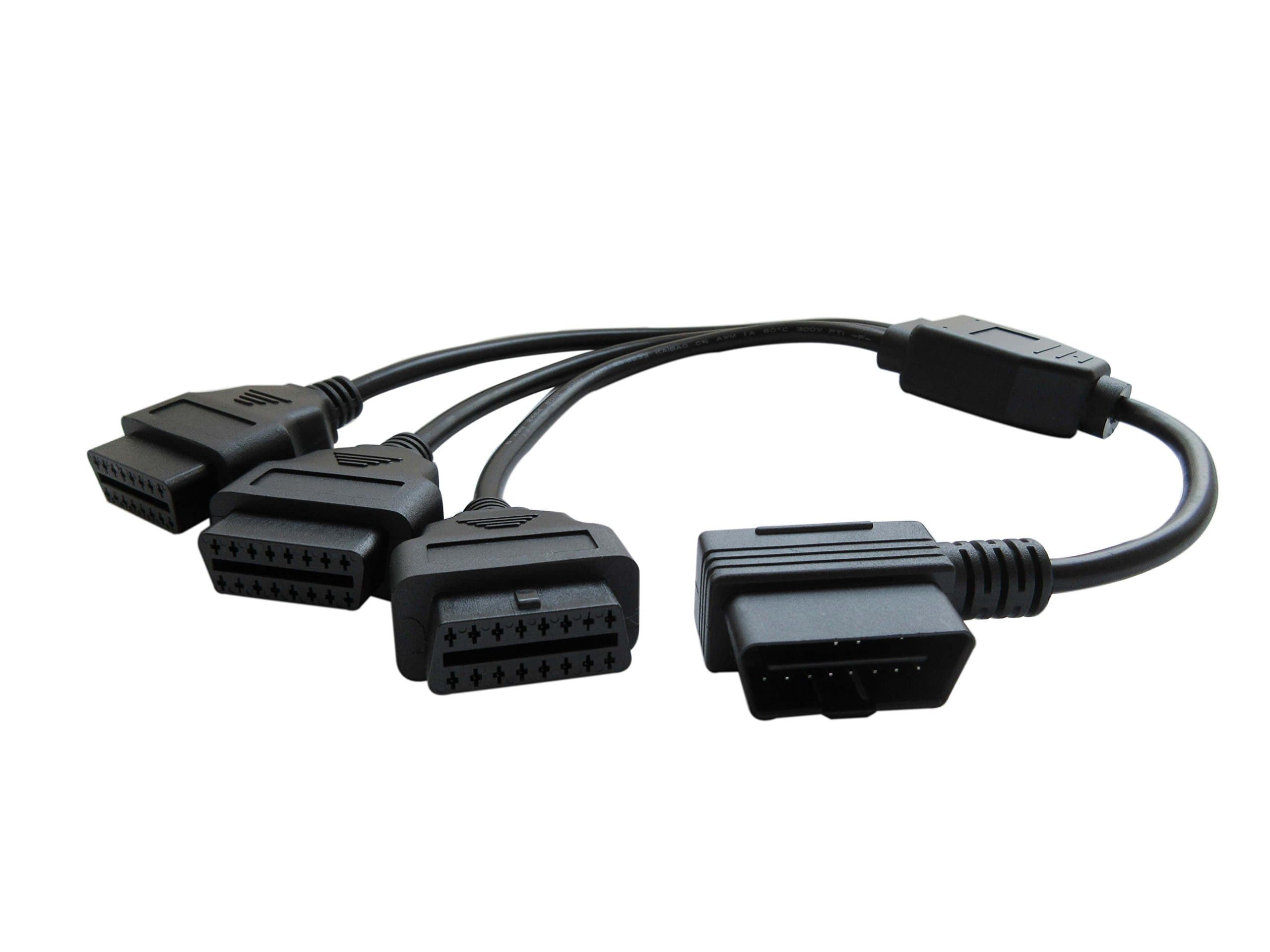 1 to 3 OBD2 OBDII 16 pin Splitter Extension Cable Male to Female Y J1962 Cable 1.7FT