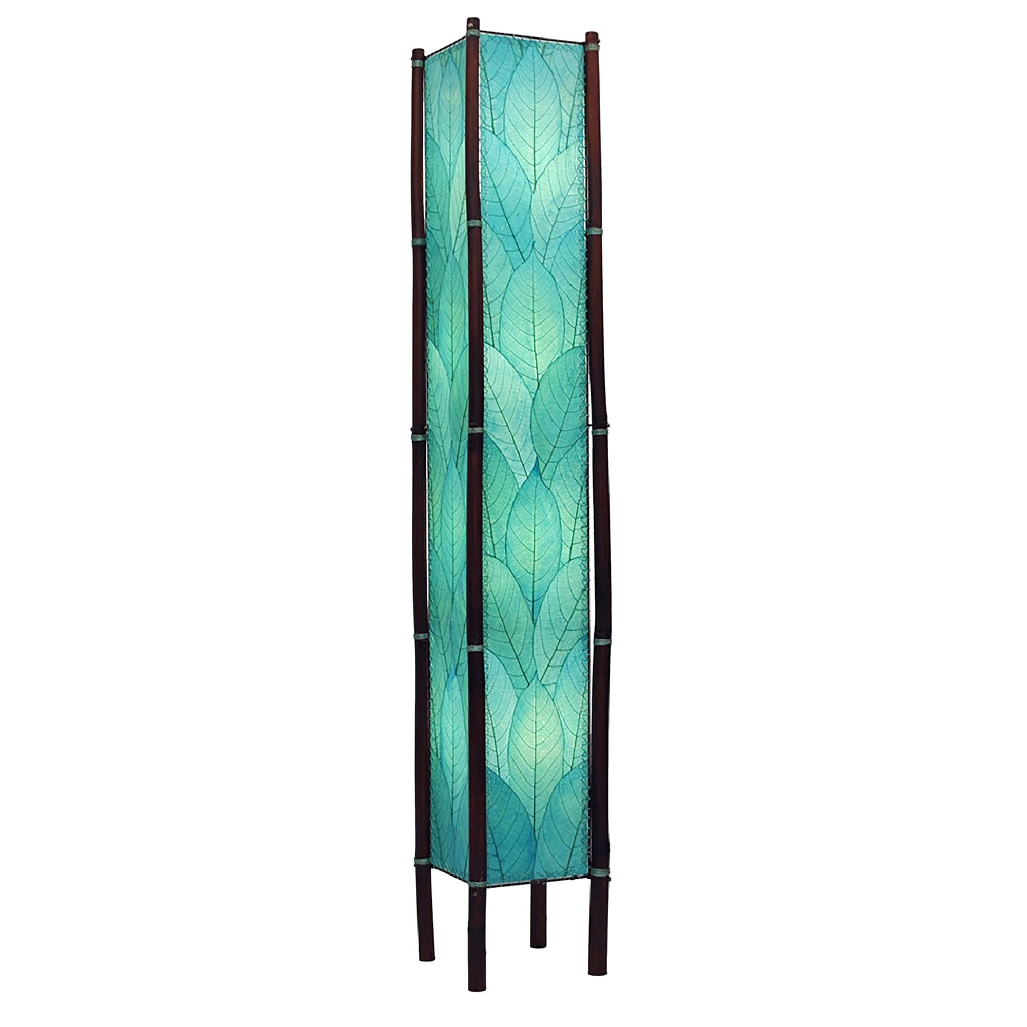 Eangee Home Design Fortune Giant Floor Lamp Sea Blue Shade Made of Real Cocoa Leaves 11 Inches Length x 11 Inches Width x 72 Inches Height (395 XL sb)