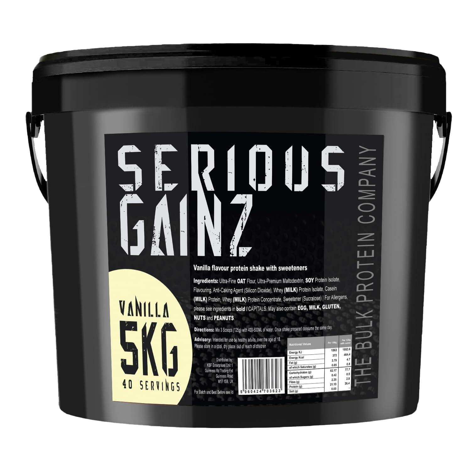 SERIOUS GAINZ - Whey Protein Powder - Weight Gain, Mass Gainer - 30g Protein Powders (Vanilla, 5kg)