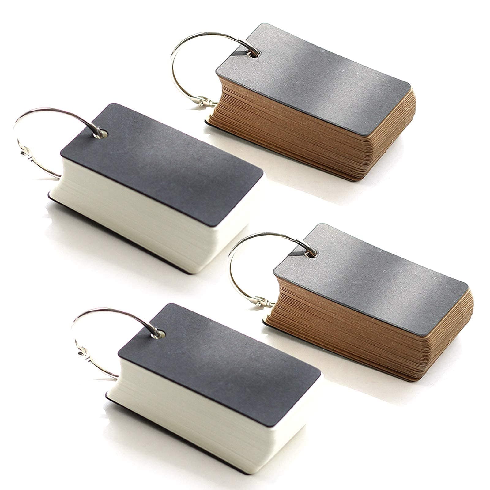 MAKINGTEC Flash Cards With Ring - Kraft Paper Index Card Stock Study Cards, Memo Scratch Pads, Mini Notepads for Learning, Working (4 Pcs, 100 Sheets Each)