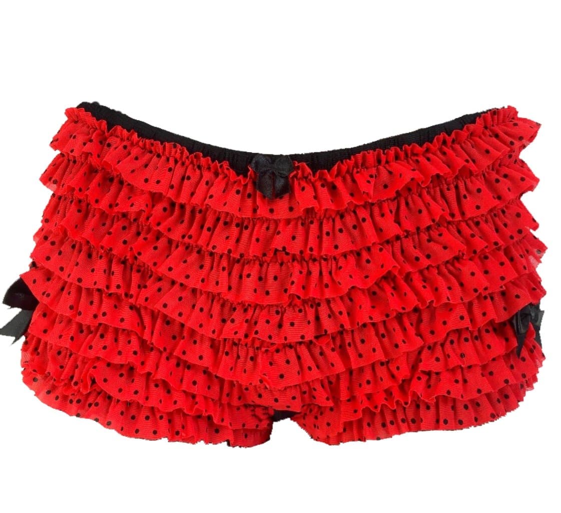 Sexy & Flirty Ruffle Can Can Frilly Retro Soft Mesh Dotted and Heart Knickers (Small to Extra Large Size)