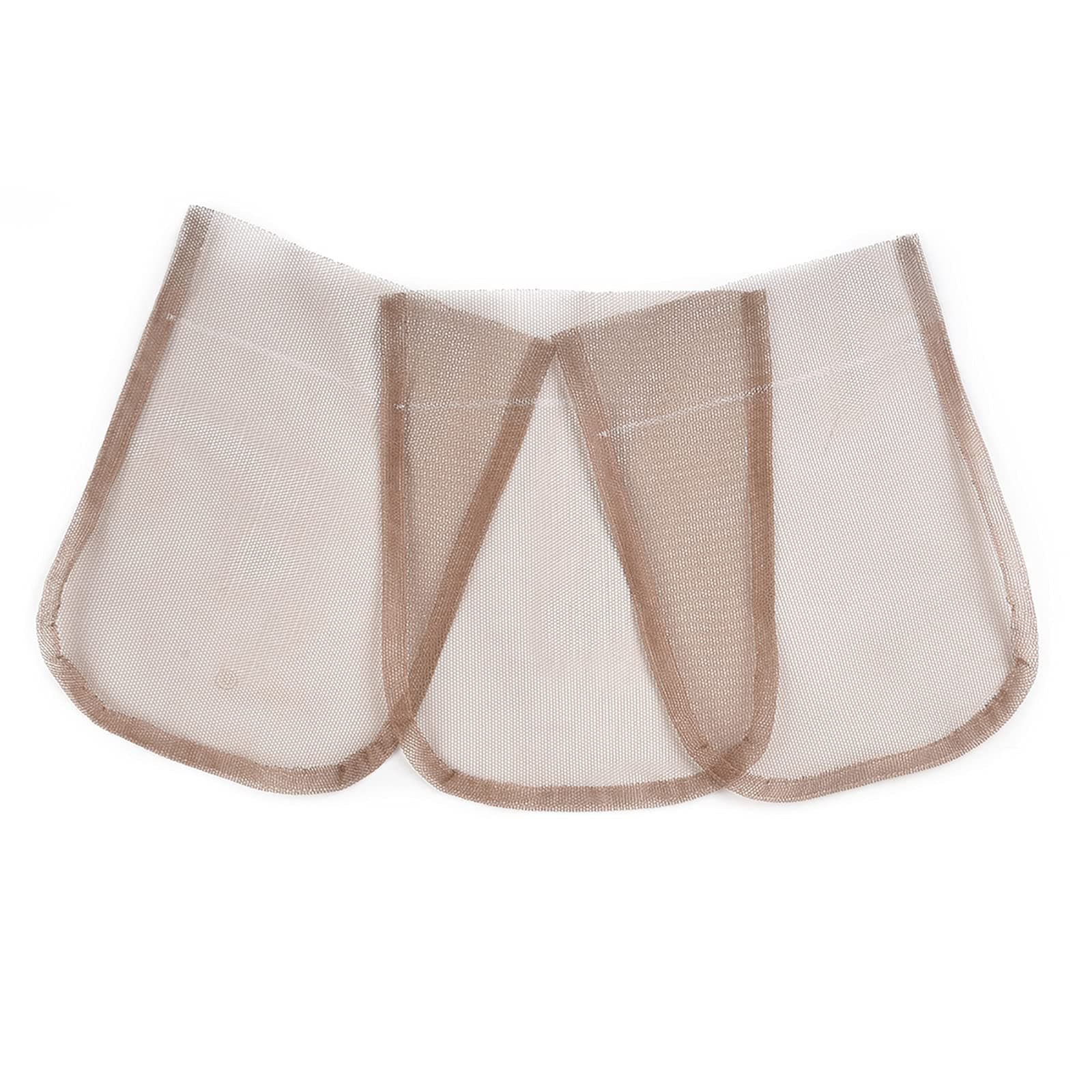 Zijiaer3PCS Swiss Lace Net Material Lace Closure Base 4x4inch Dark Brown Color Wig Caps for Making Closure