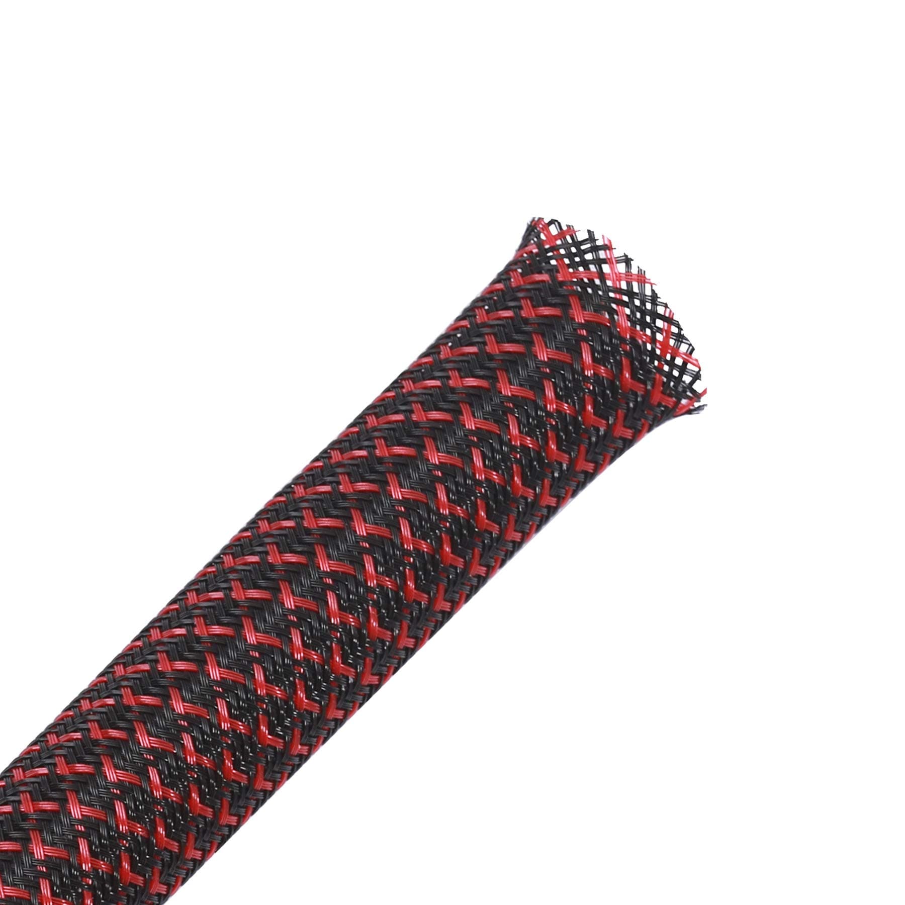 100ft - 3/4 inch PET Expandable Braided Sleeving – BlackRed – Alex Tech Braided Cable Sleeve