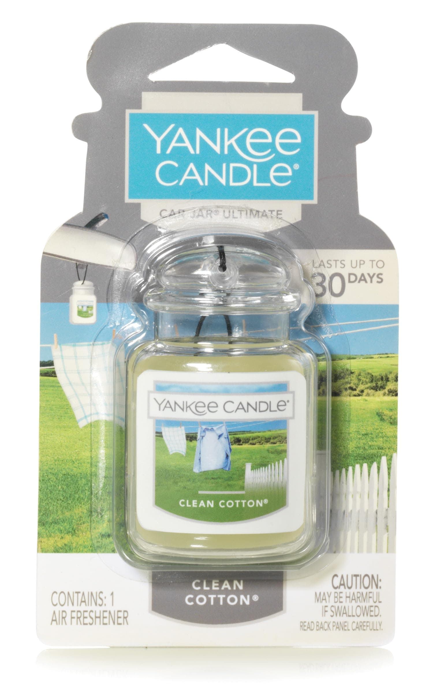 Yankee Candle Car Jar Ultimate Scented Air Freshener | Clean Cotton | Lasts up to 4 Weeks