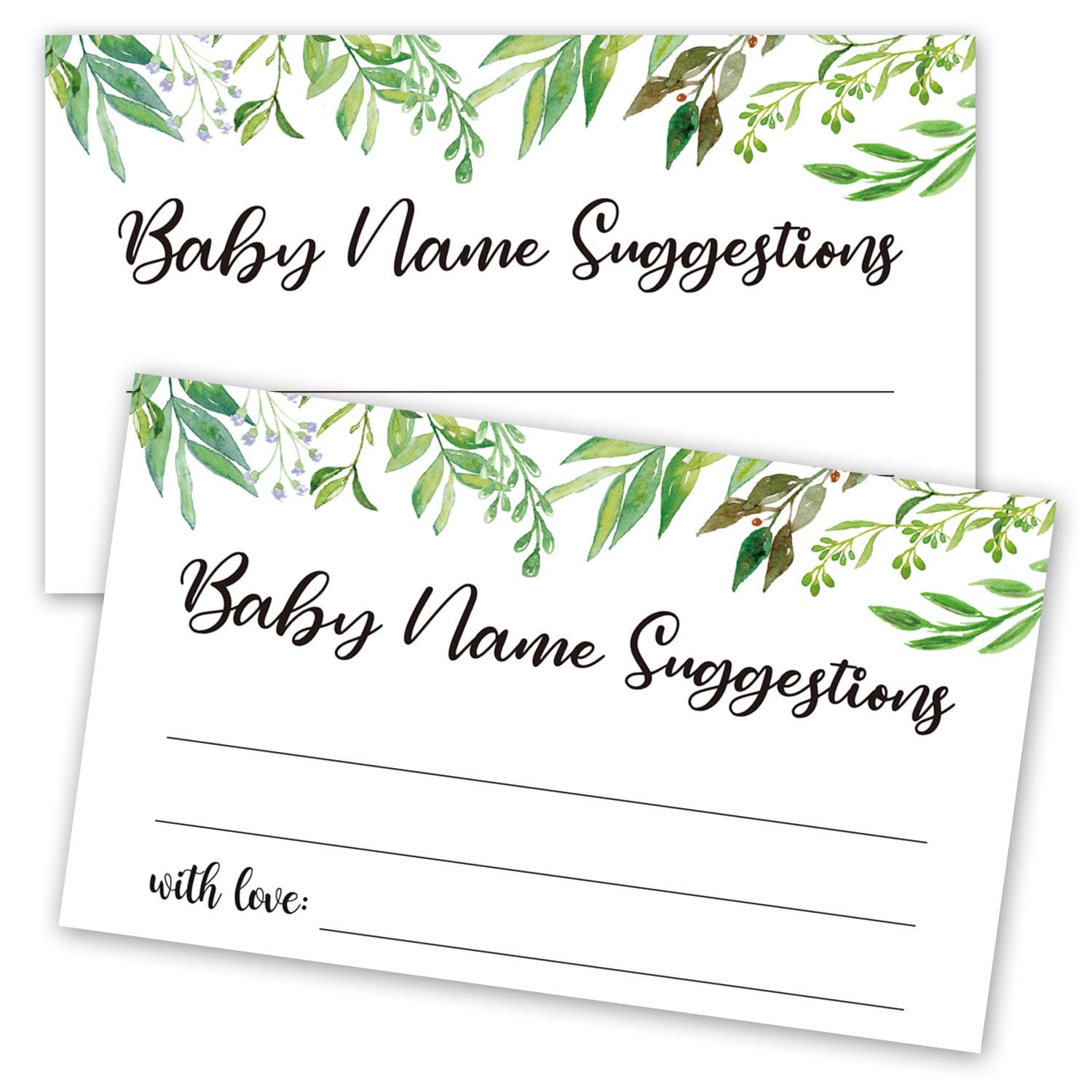 50 Baby Shower Name Suggestion Cards, Greenery Name Suggestion Cards for Baby Shower, Name Suggestion Game, Baby Shower Games, Baby Party Supplies, 3.5 x 2 Inches