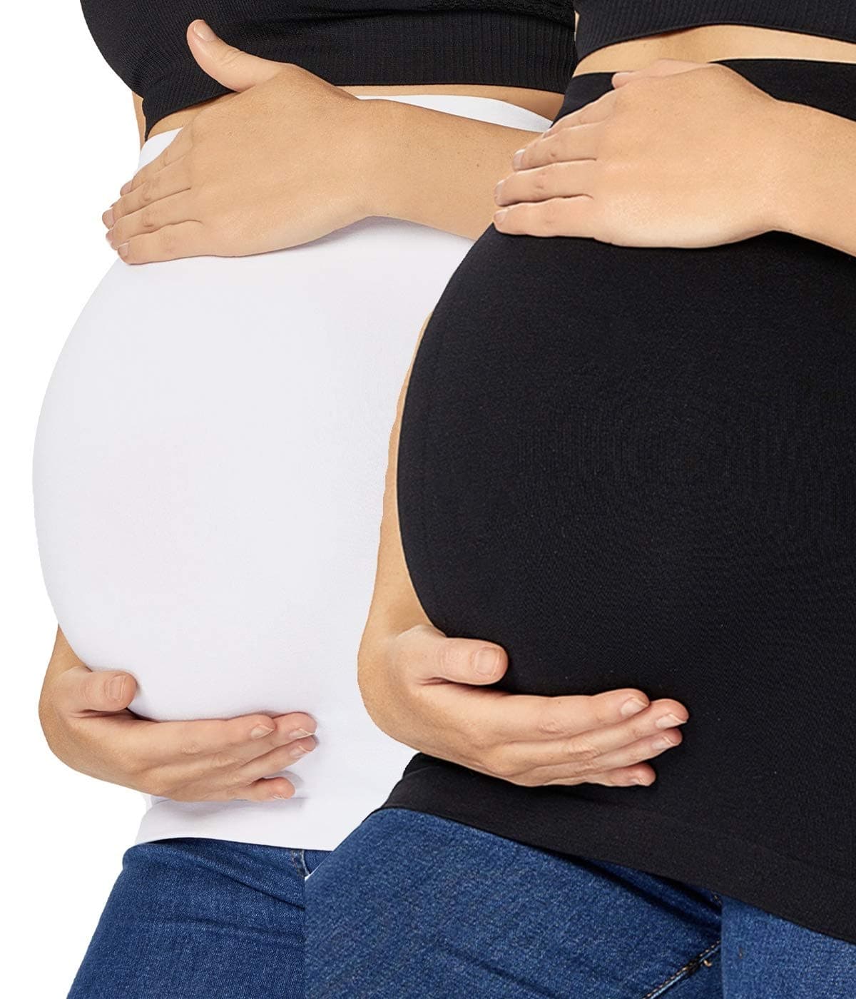 Combination of Maternity Shirts Extenders and Pants Waist Extenders, Seamless Maternity Belly Band