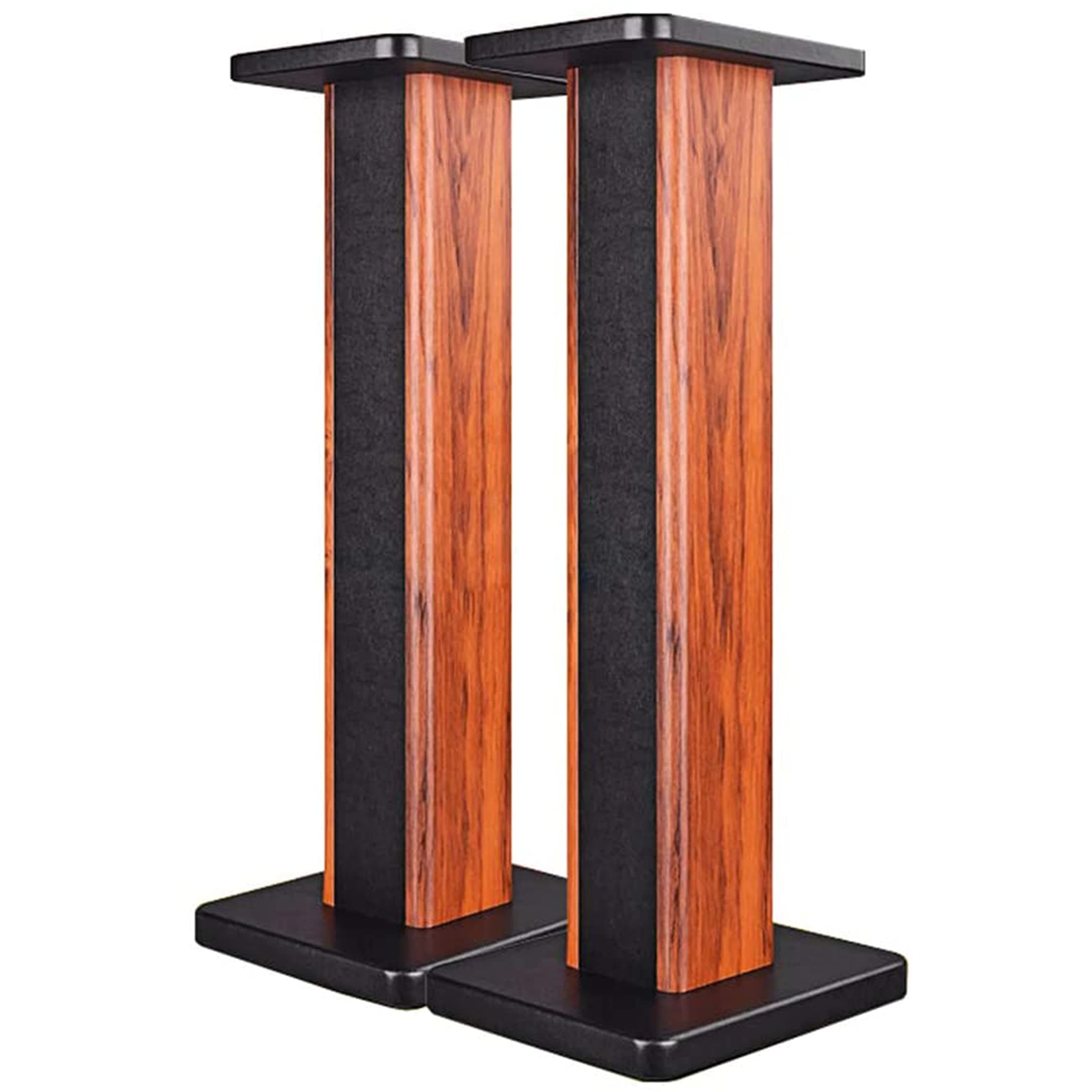 bimiti Wood Grain Speaker Stands 36 Inch Universal Floor Speaker Stand Pair Heavy Duty Hollowed Stands for Home Theater Speakers with Sand Filling Tuning Function - Pair