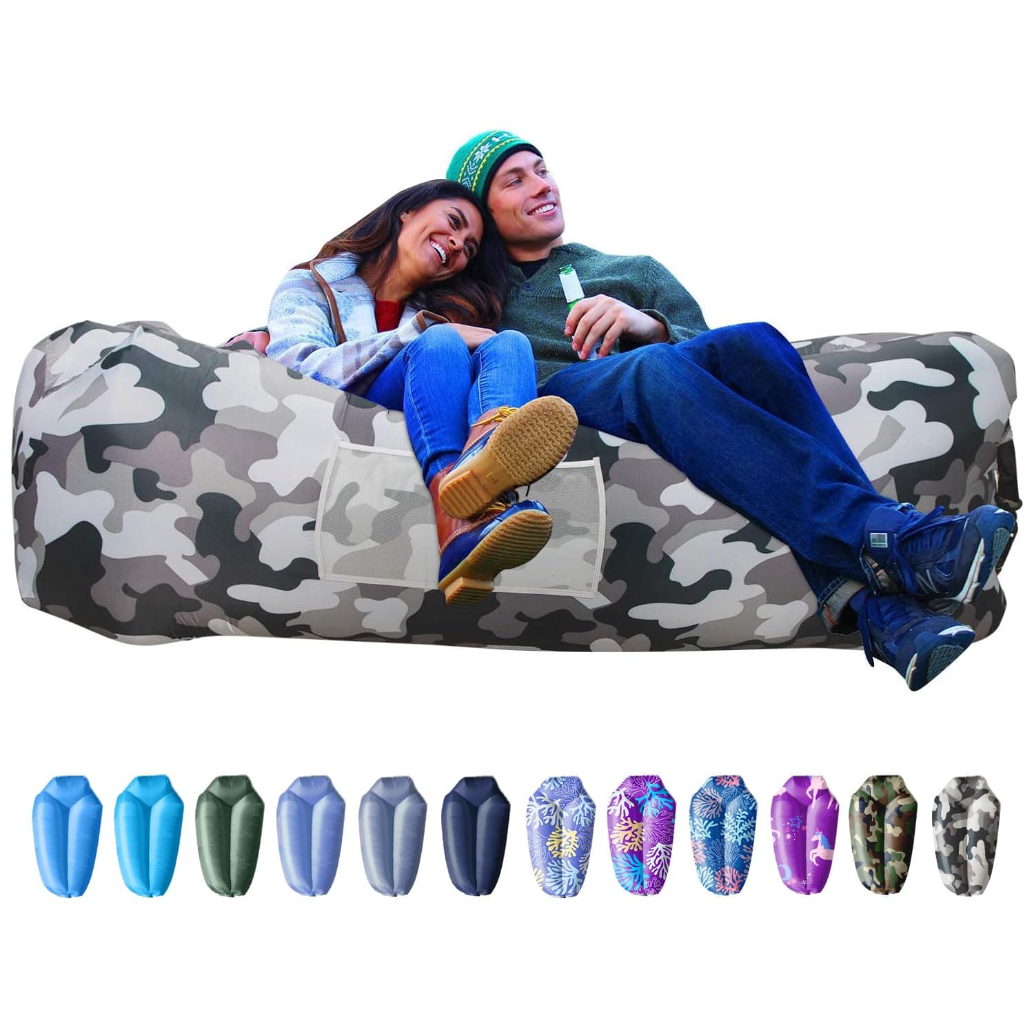 AlphaBeing Inflatable Lounger Beach Chair Accessories, Air Sofa Hammock Inflatable Couch for Camping Backyard Lakeside with Compression Sacks, Ideal Outdoor Gifts for Adults