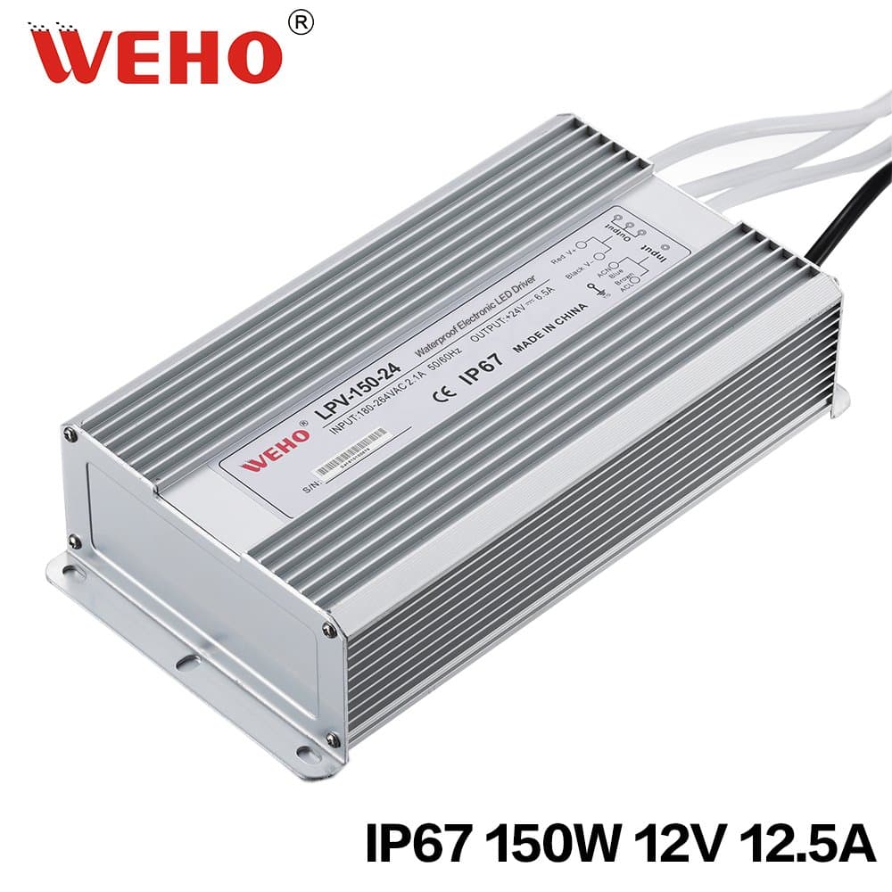 150W IP67 Waterproof LED Transformer Driver Power Supply for Strip DC 12V (LPV-150-12)